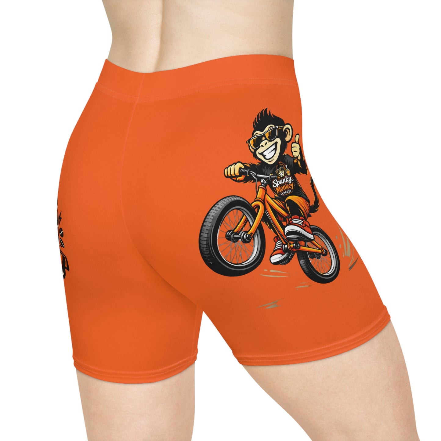 Munky Coffee Moto Biker Shorts — Cute Monkey Espresso Cycling Shorts