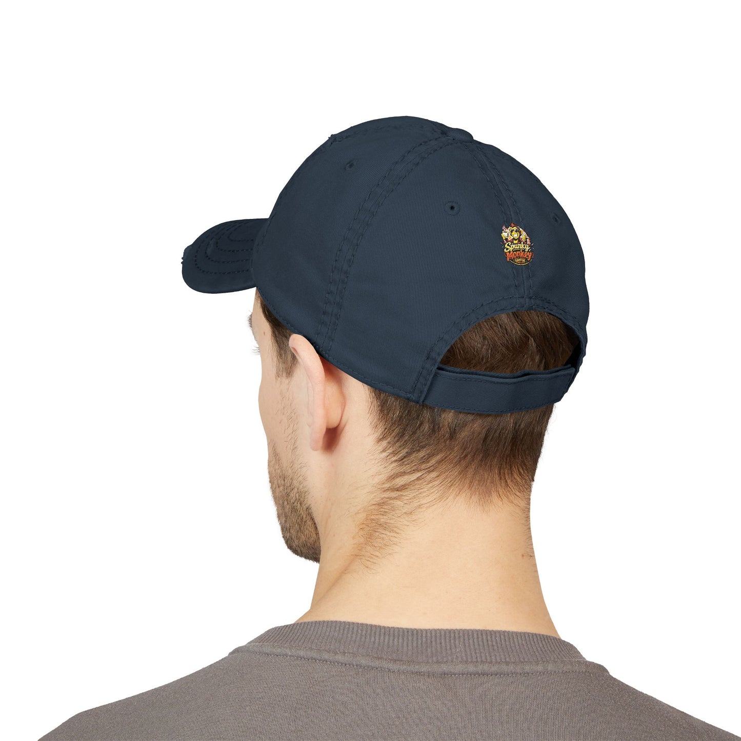 Spunky Monkey Embroidered Distressed Dad Hat