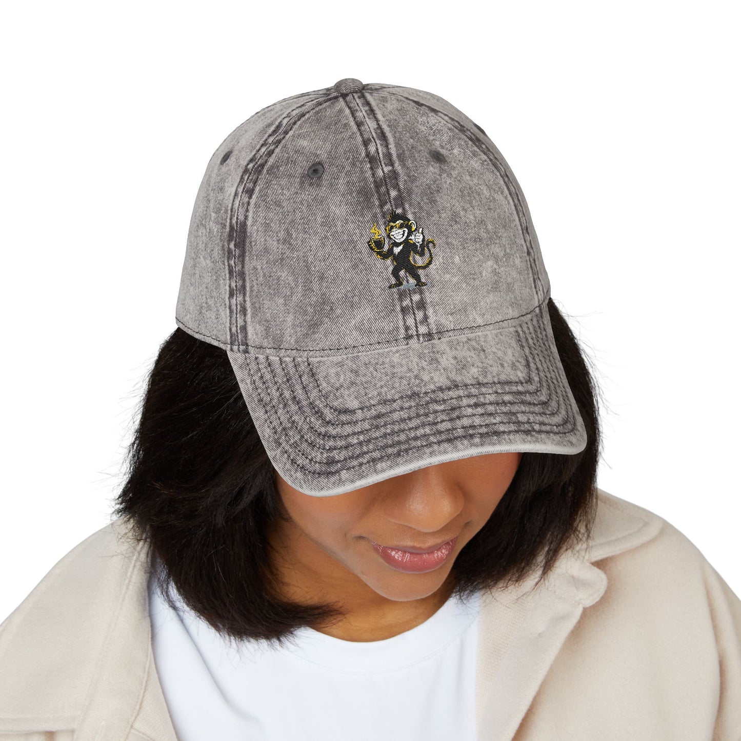 Spunky Monkey Vintage Cap — Retro Floral Character Patch