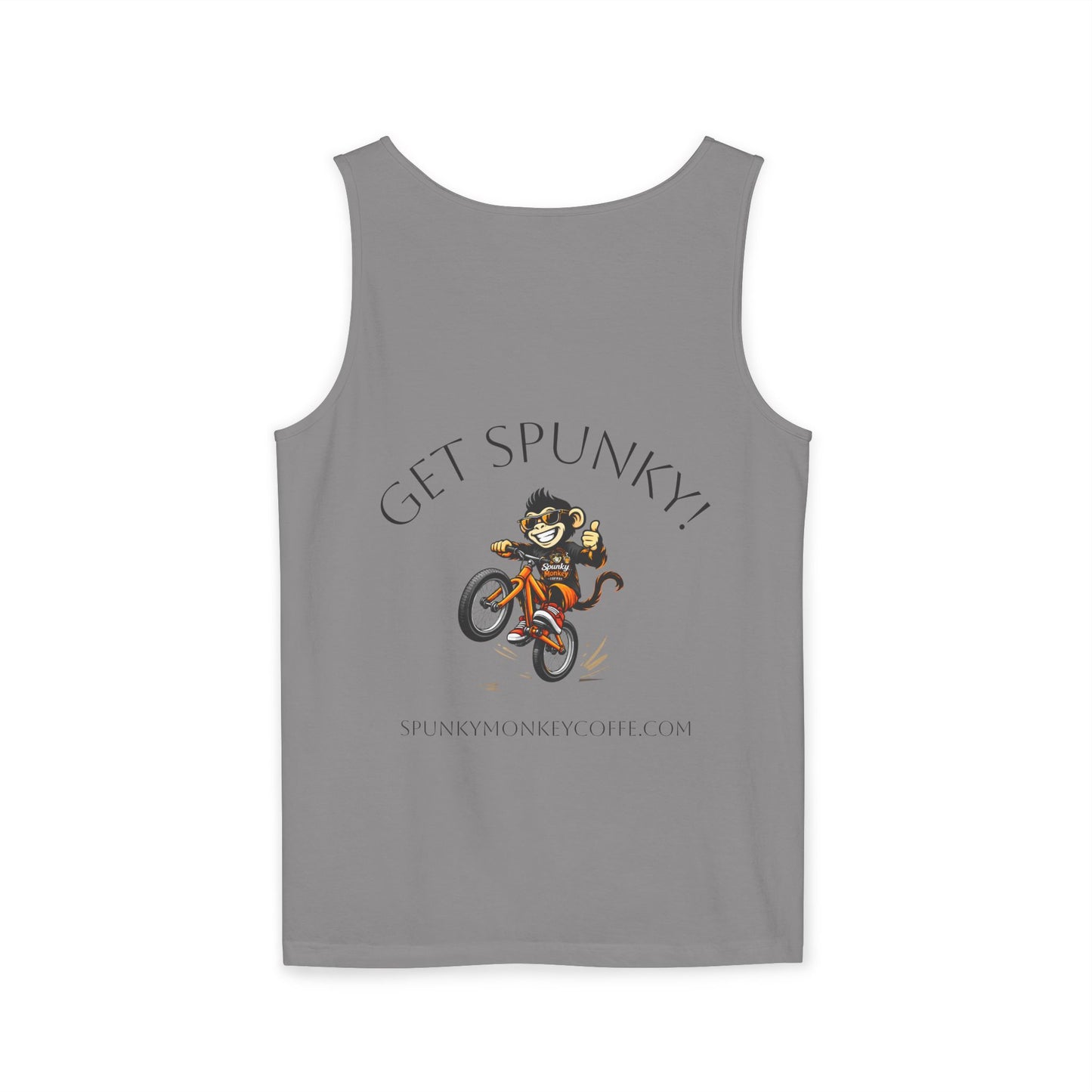 Spunky Monkey Coffee Logo Tank Top — "Get Spunky!" Retro Coffee Shop Graphic