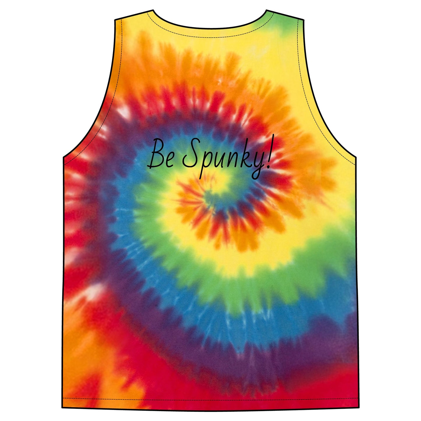 Spunky Monkey Coffee Tie-Dye Tank Top — Spunky Monkey Coffee "Be Spunky!" Spiral Logo Tee