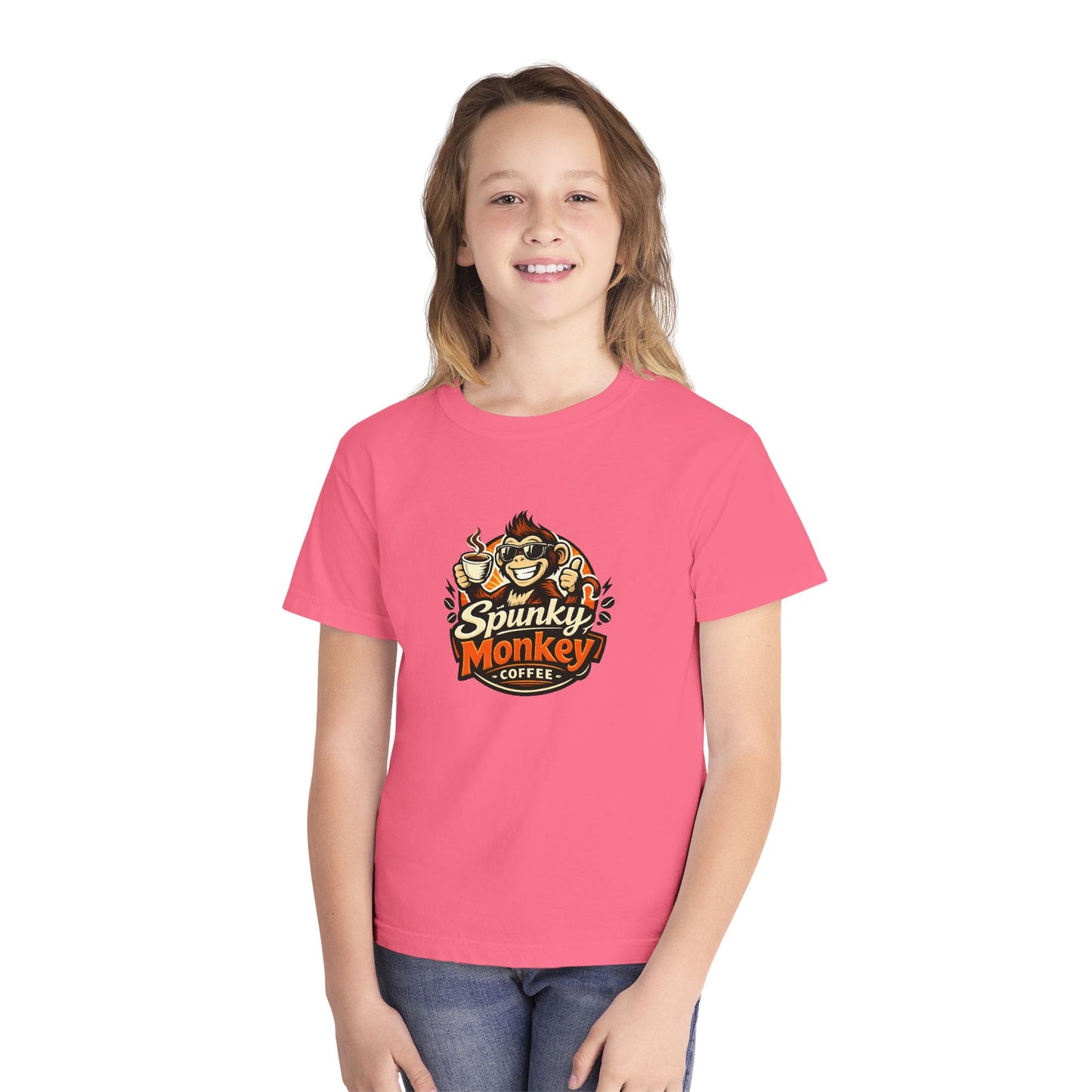 Youth Tee — 'Spunky Monkey Coffee' BMX Monkey Graphic Shirt