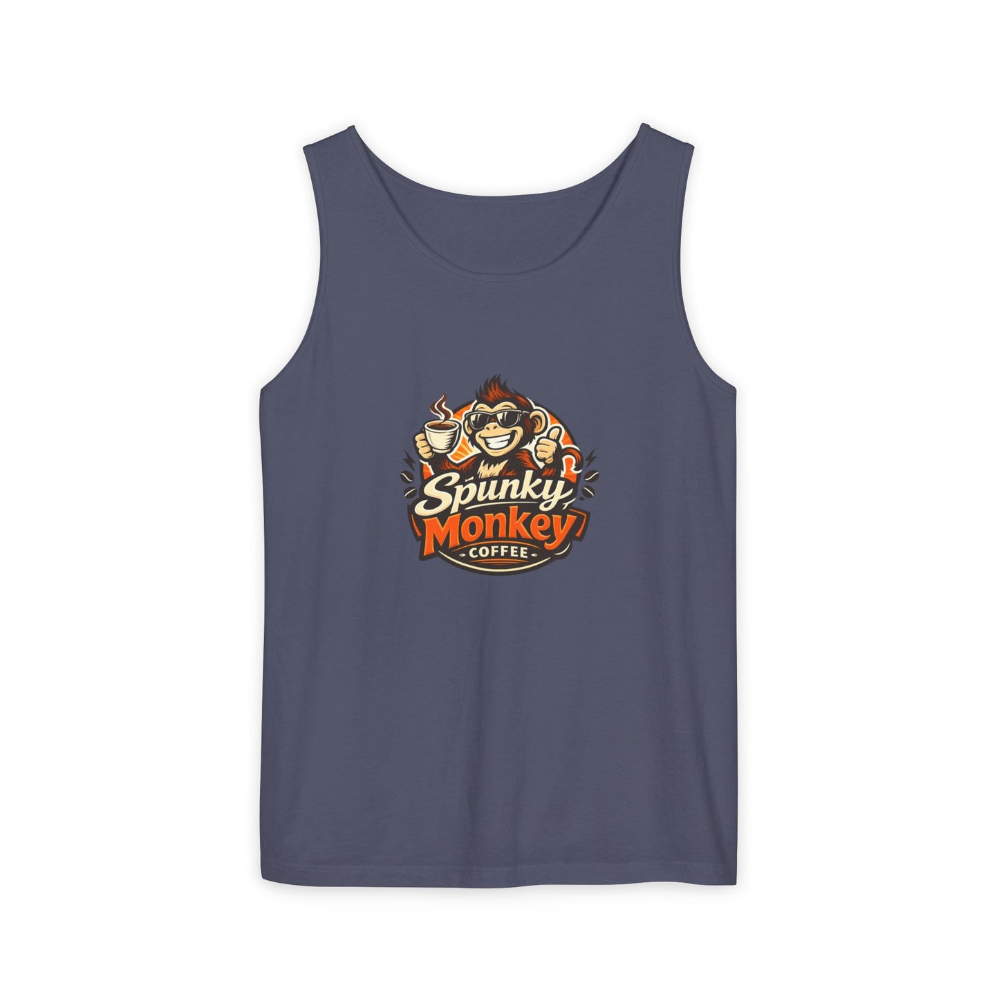 Spunky Monkey Coffee Logo Tank Top — "Get Spunky!" Retro Coffee Shop Graphic