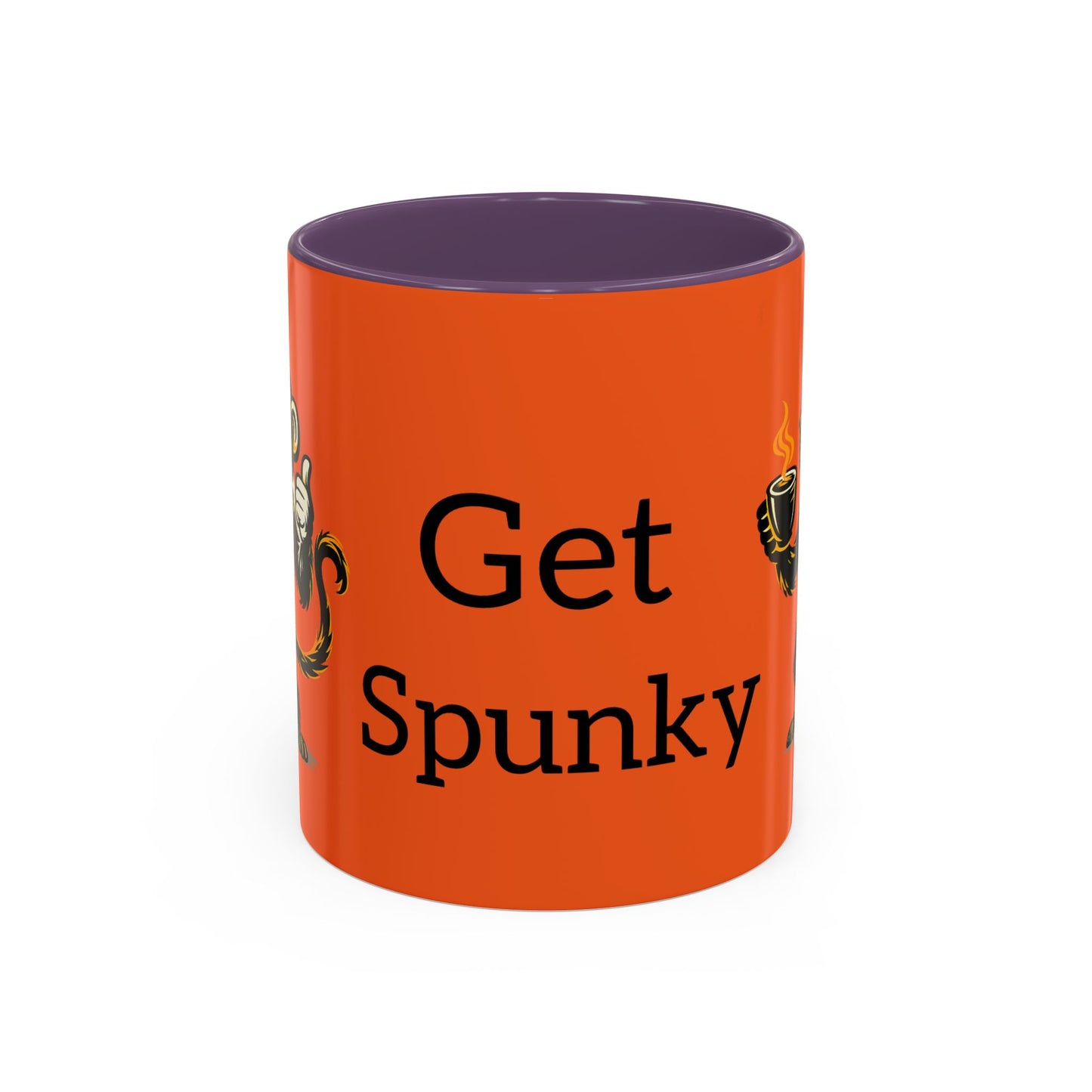 Get Spunky Coffee Mug — Fun Monkey Coffee Cup, Bold Orange Accent (11/15oz)