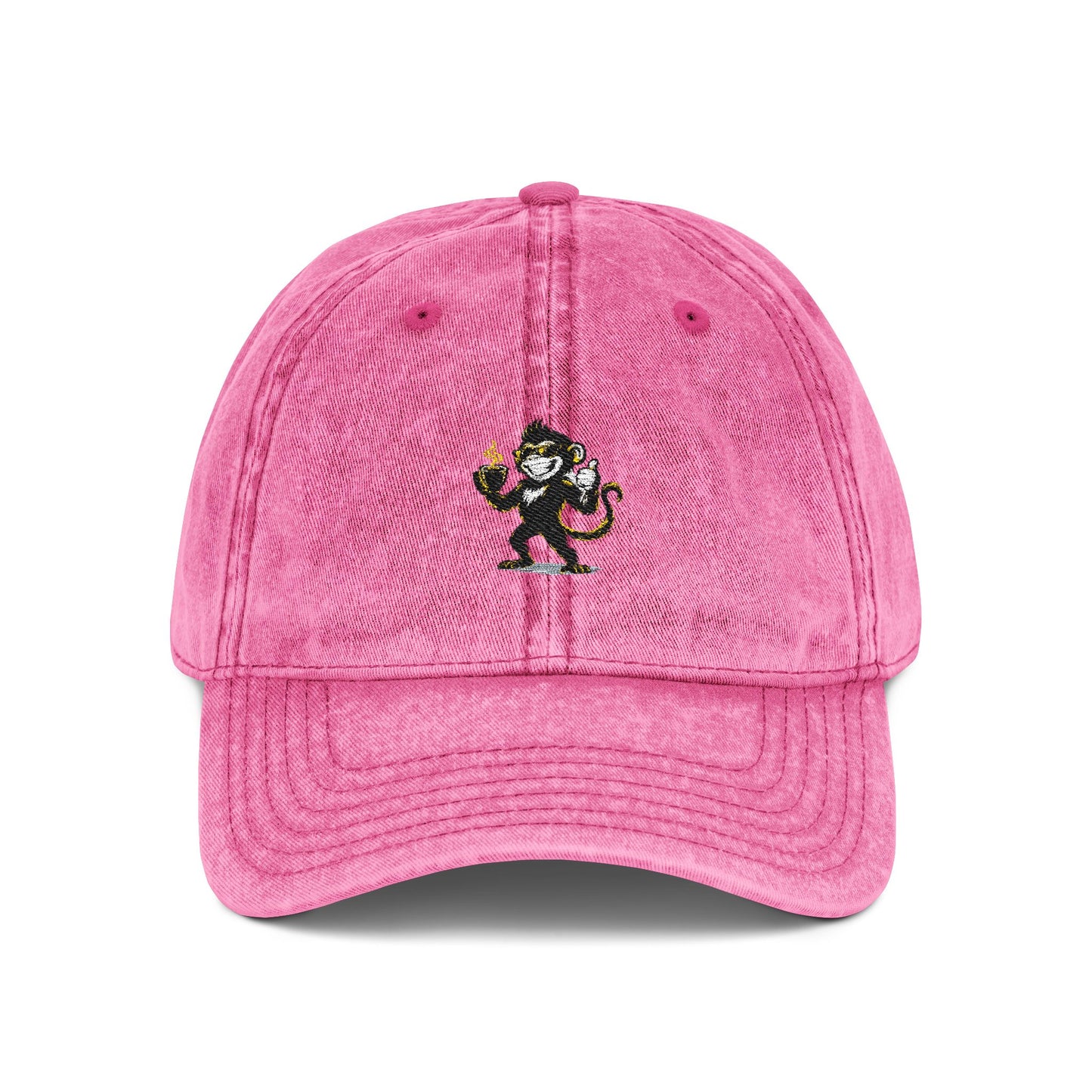 Spunky Monkey Vintage Cap — Retro Floral Character Patch