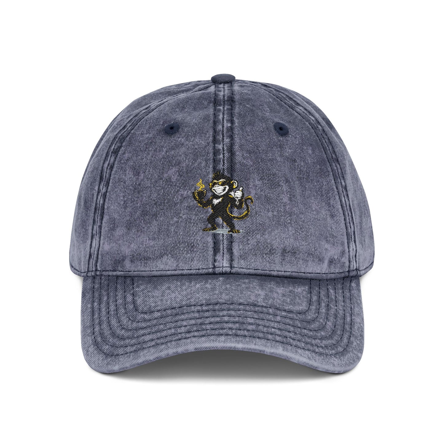 Spunky Monkey Vintage Cap — Retro Floral Character Patch