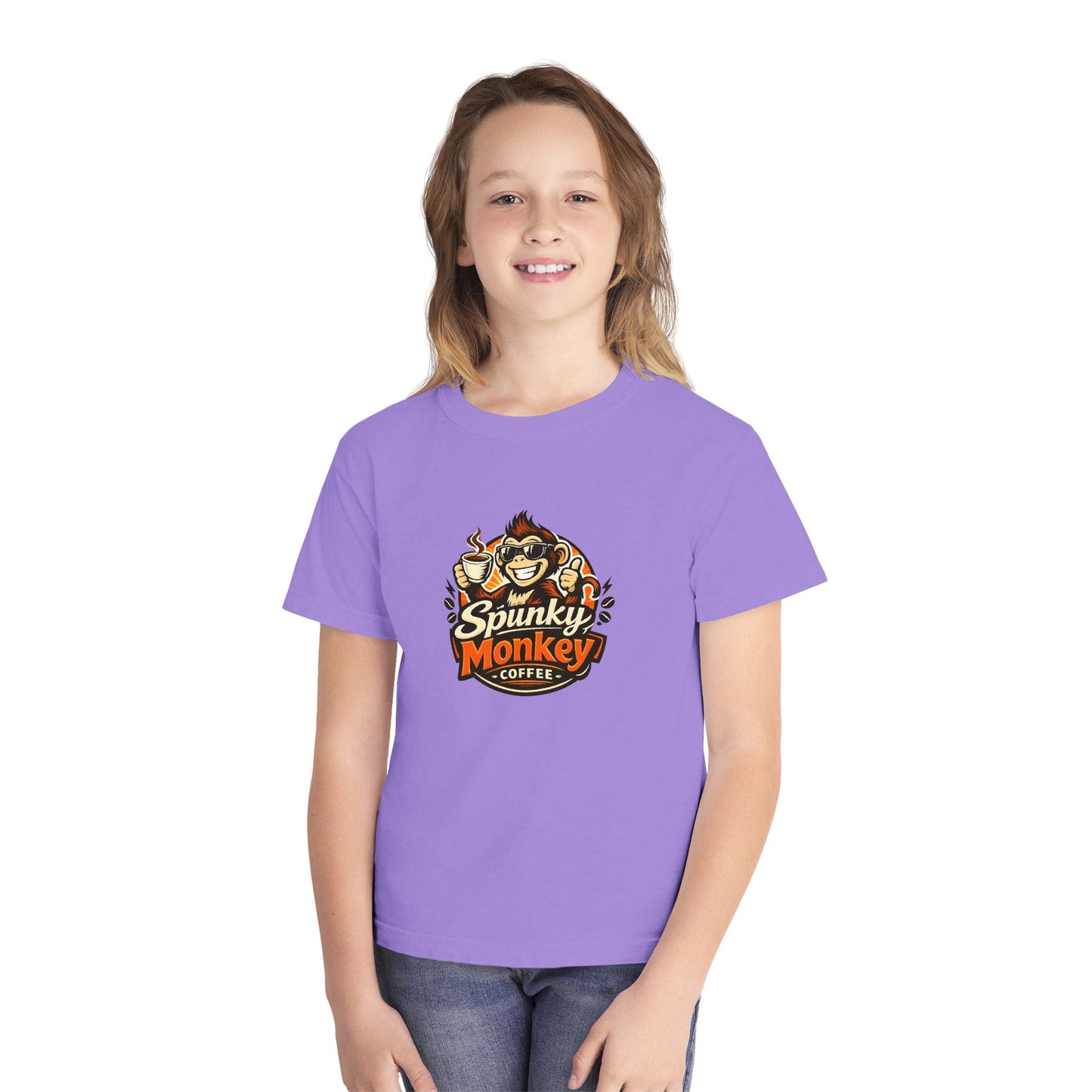 Youth Tee — 'Spunky Monkey Coffee' BMX Monkey Graphic Shirt