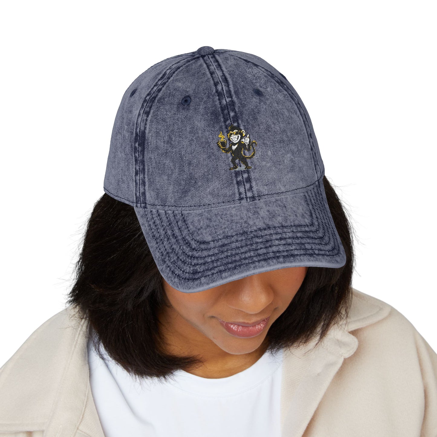 Spunky Monkey Vintage Cap — Retro Floral Character Patch