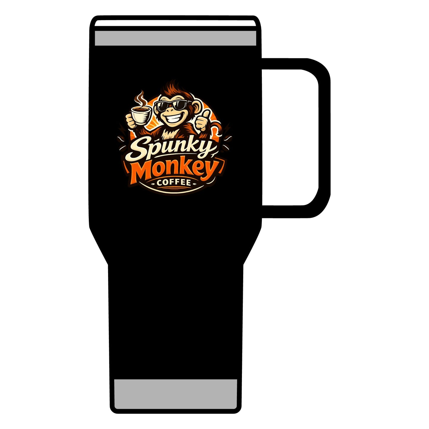 Spunky Monkey 20oz Travel Mug – Insulated Coffee Tumbler with Playful Monkey Logo
