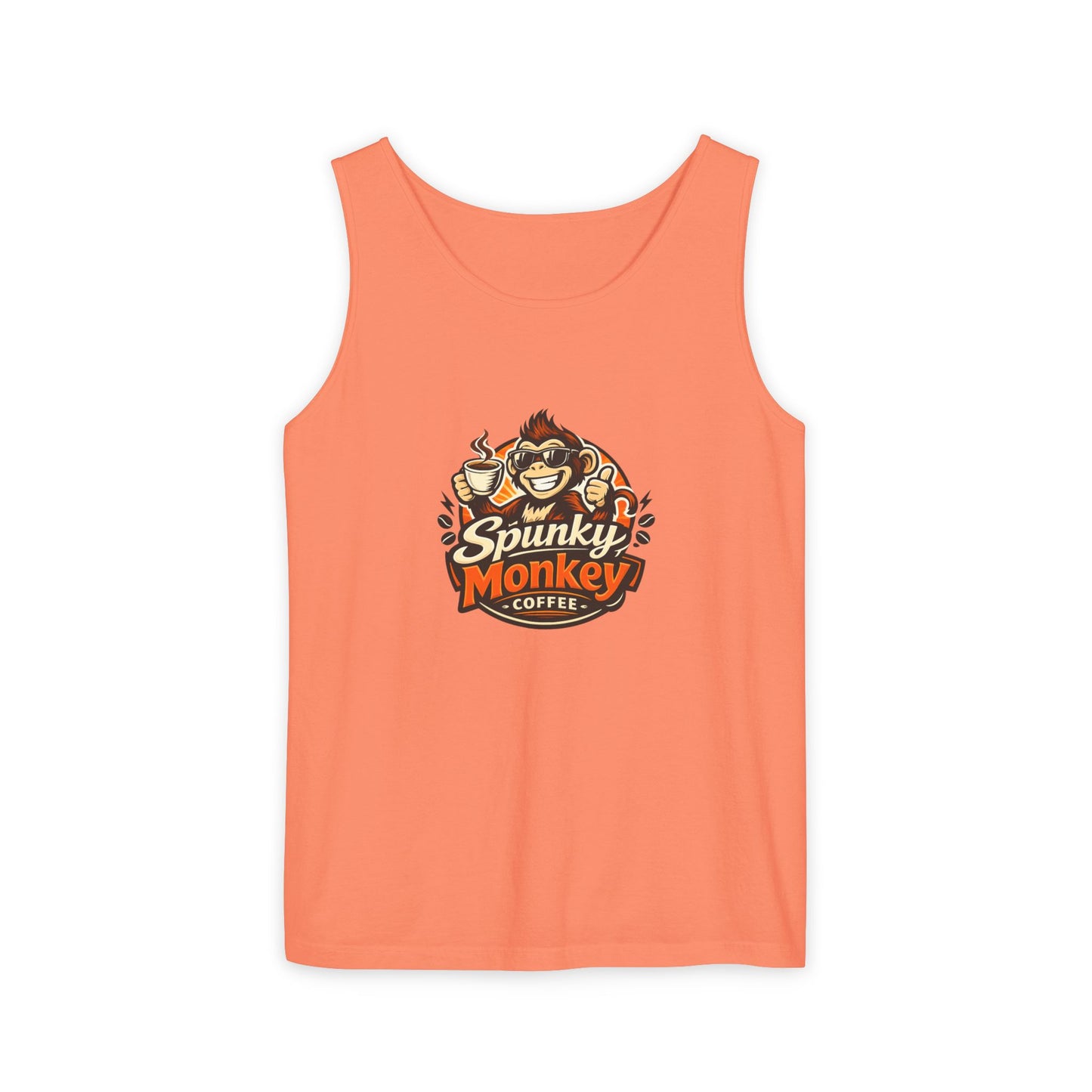 Spunky Monkey Coffee Logo Tank Top — "Get Spunky!" Retro Coffee Shop Graphic