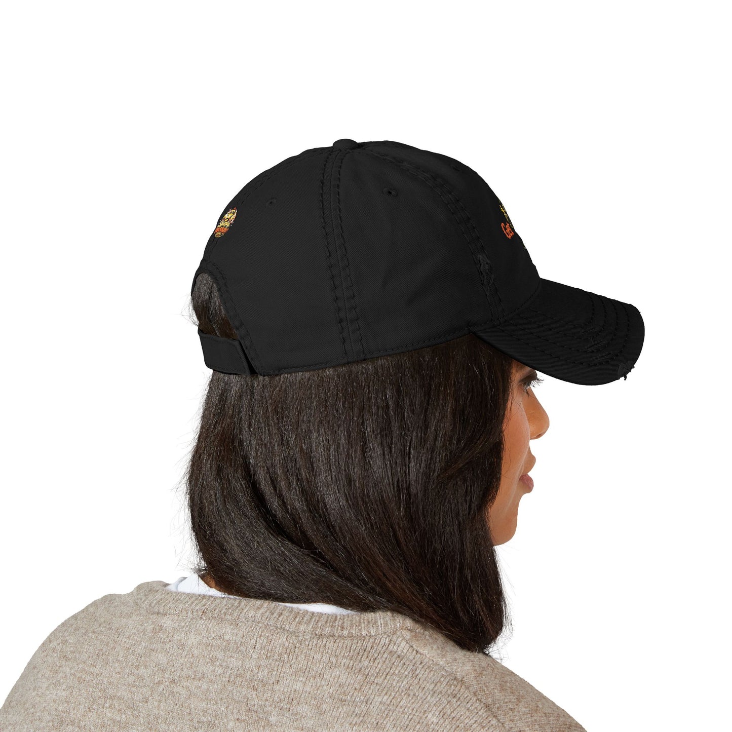 Spunky Monkey Embroidered Distressed Dad Hat