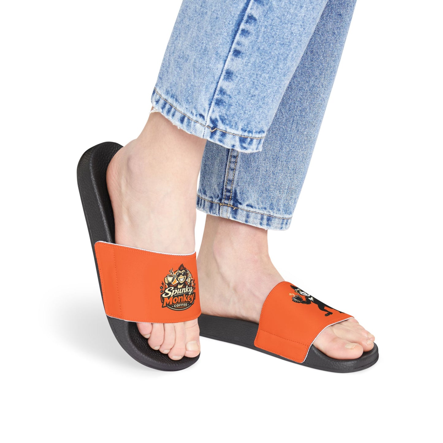Women's Orange 'Spunky Monkey' Slide Sandals — Removable Strap Casual Pool & Beach Slides
