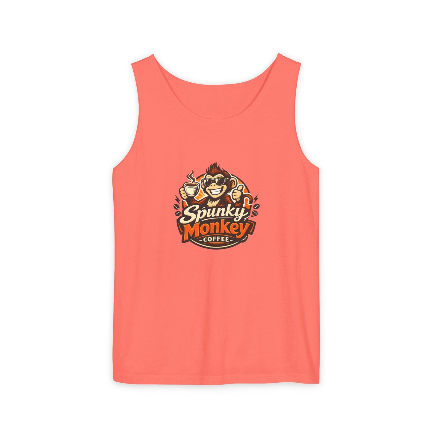 Spunky Monkey Coffee Logo Tank Top — "Get Spunky!" Retro Coffee Shop Graphic