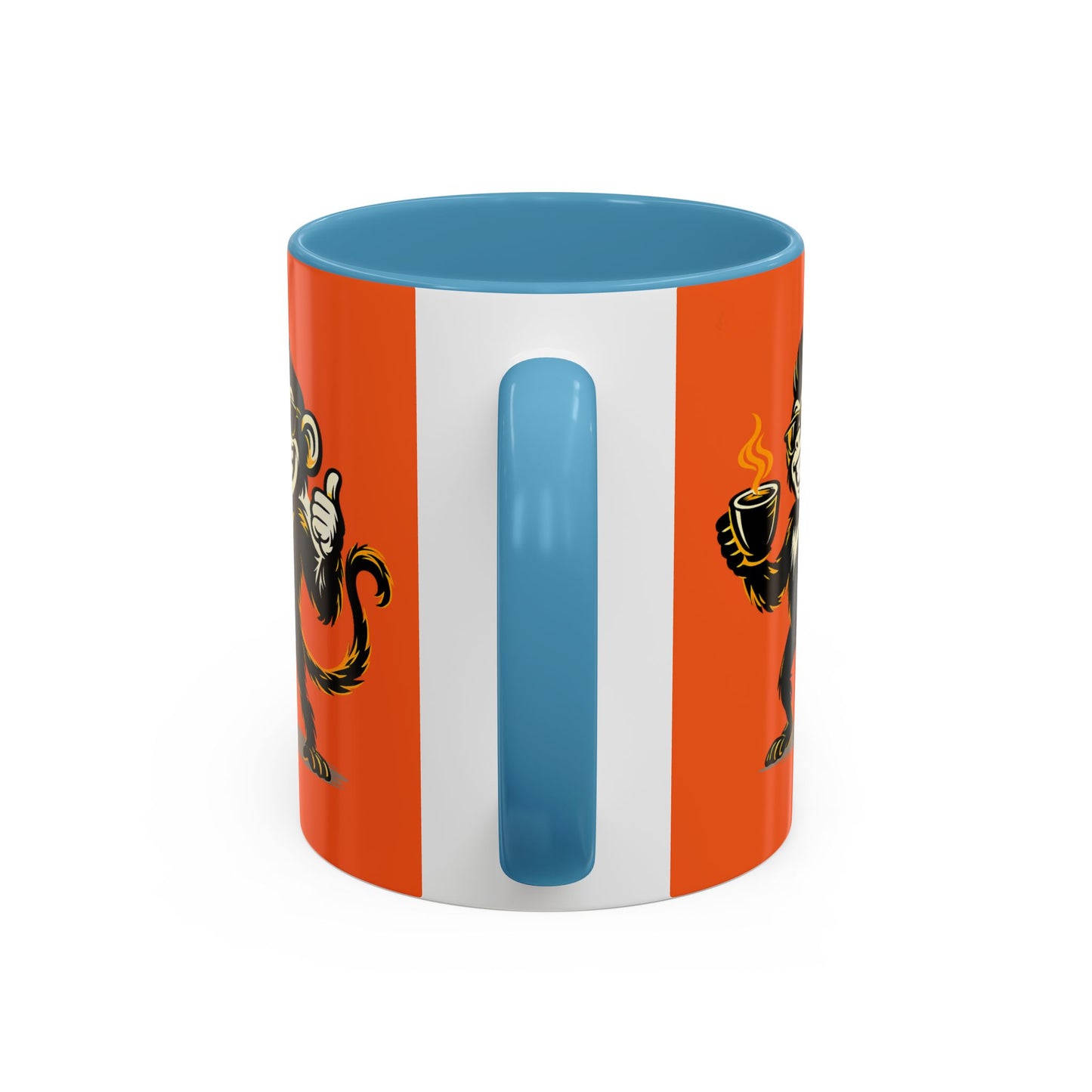 Get Spunky Coffee Mug — Fun Monkey Coffee Cup, Bold Orange Accent (11/15oz)
