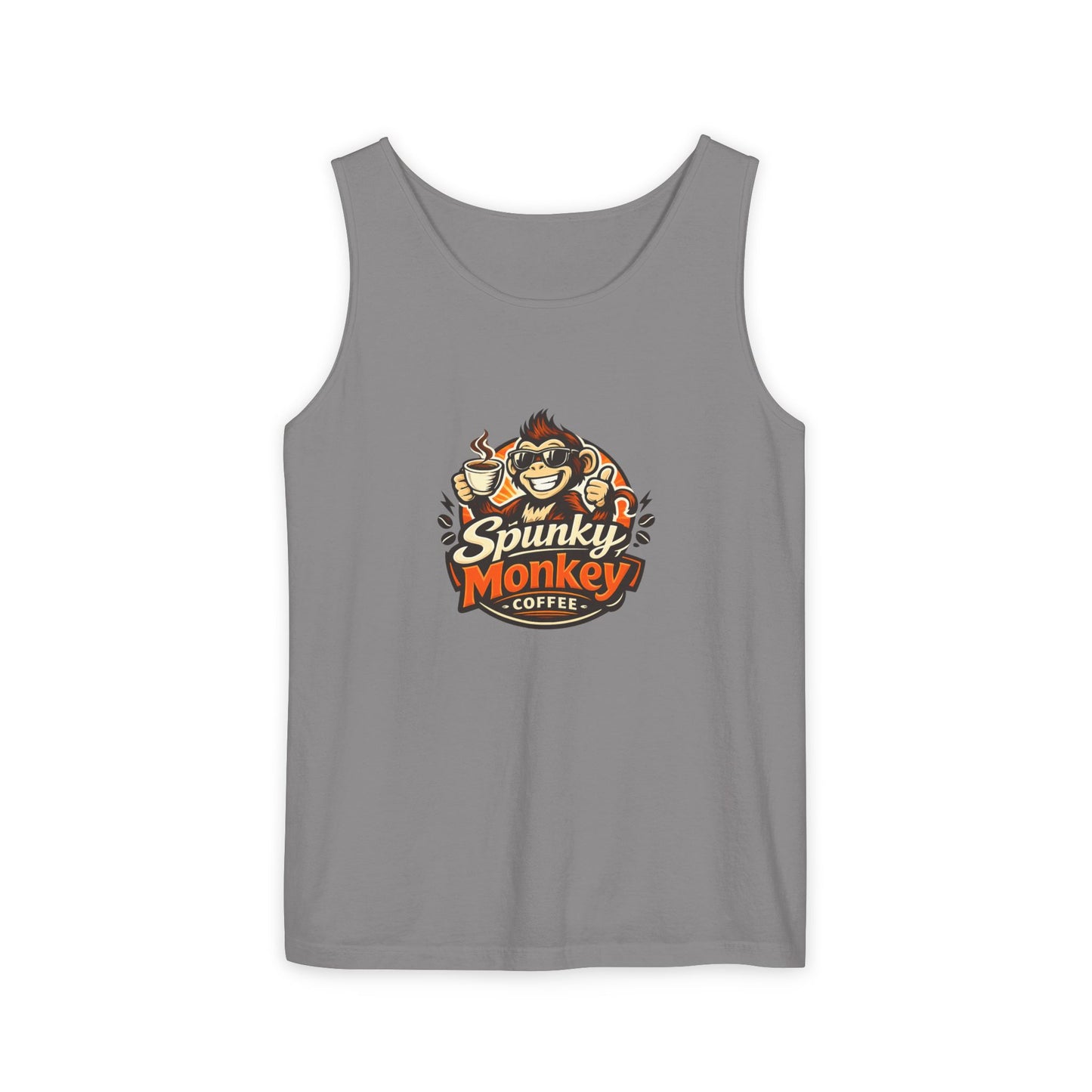 Spunky Monkey Coffee Logo Tank Top — "Get Spunky!" Retro Coffee Shop Graphic
