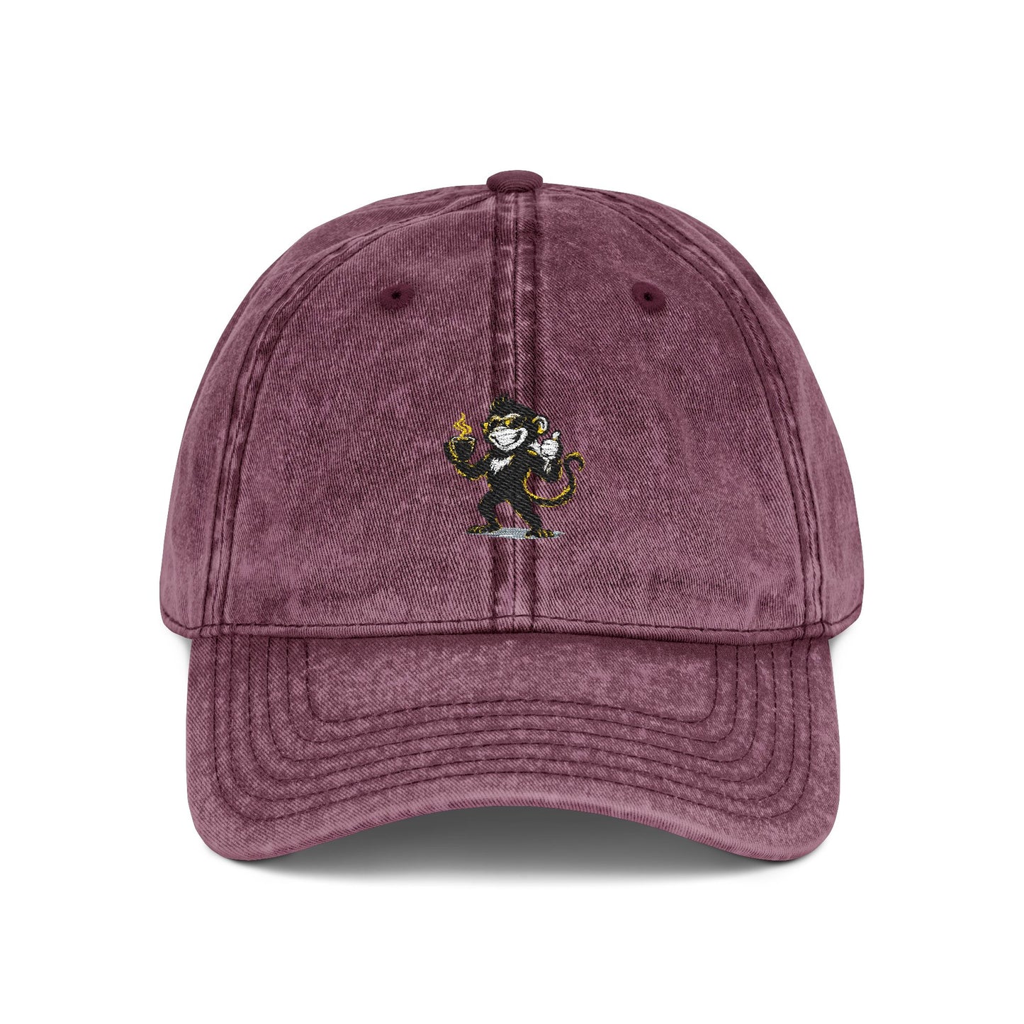 Spunky Monkey Vintage Cap — Retro Floral Character Patch