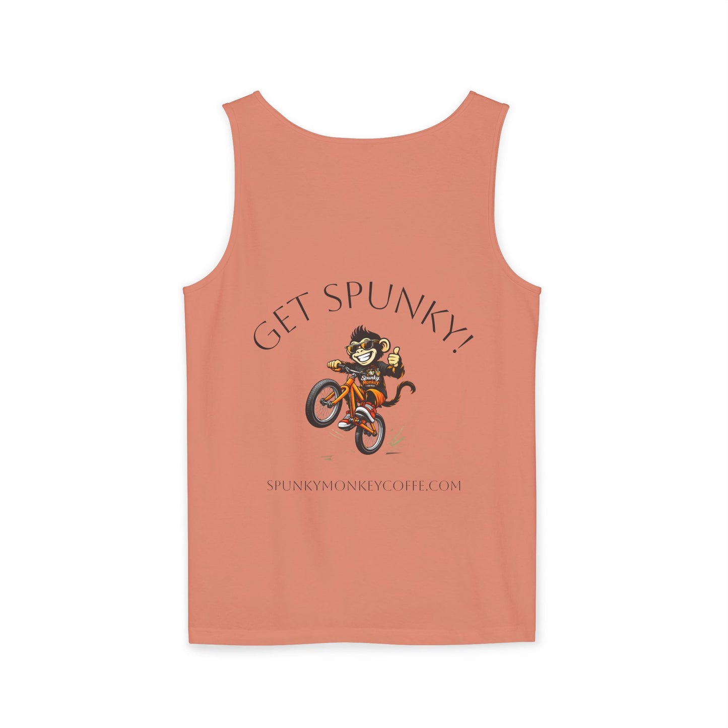 Spunky Monkey Coffee Logo Tank Top — "Get Spunky!" Retro Coffee Shop Graphic