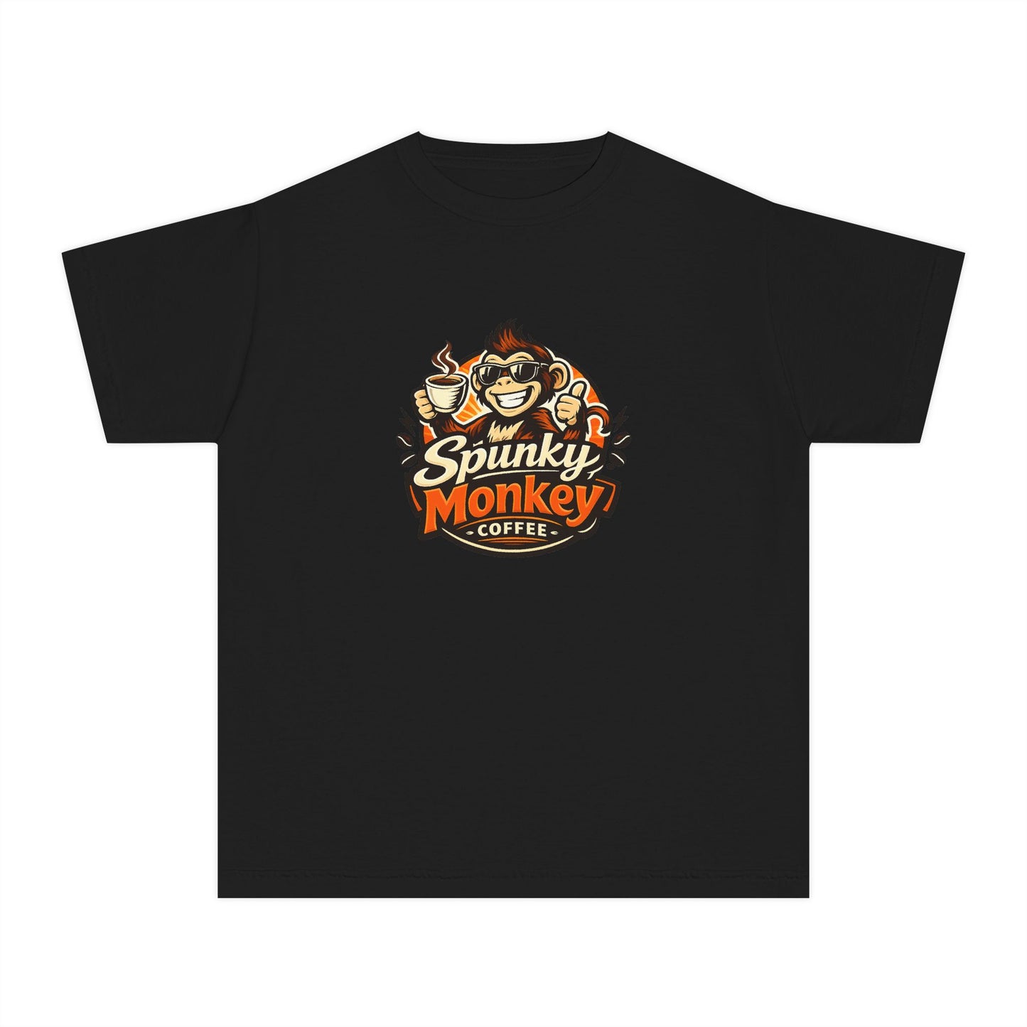 Youth Tee — 'Spunky Monkey Coffee' BMX Monkey Graphic Shirt