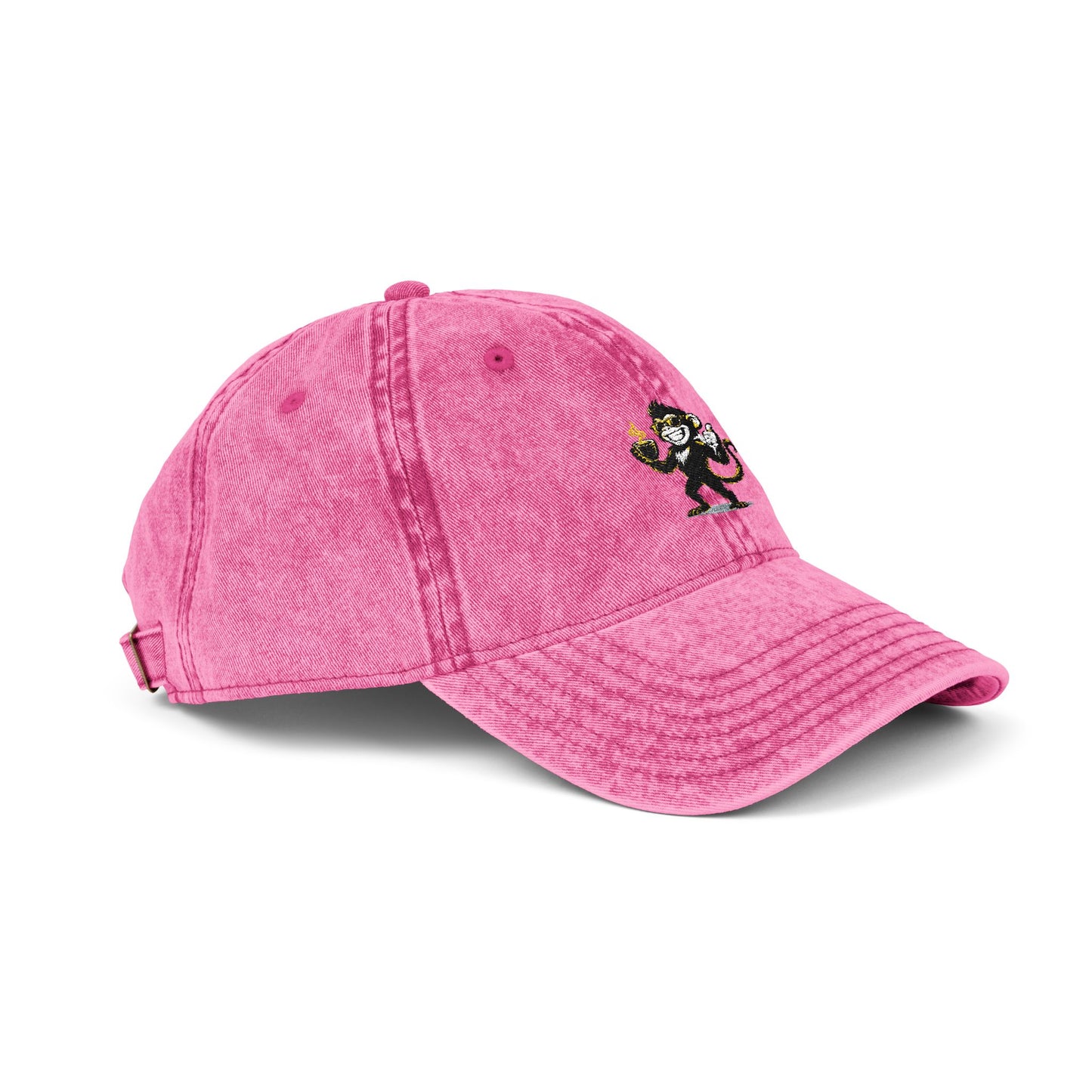 Spunky Monkey Vintage Cap — Retro Floral Character Patch