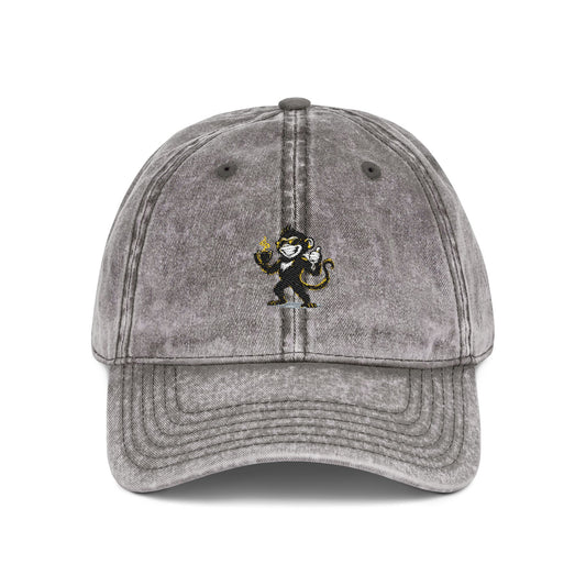 Spunky Monkey Vintage Cap — Retro Floral Character Patch