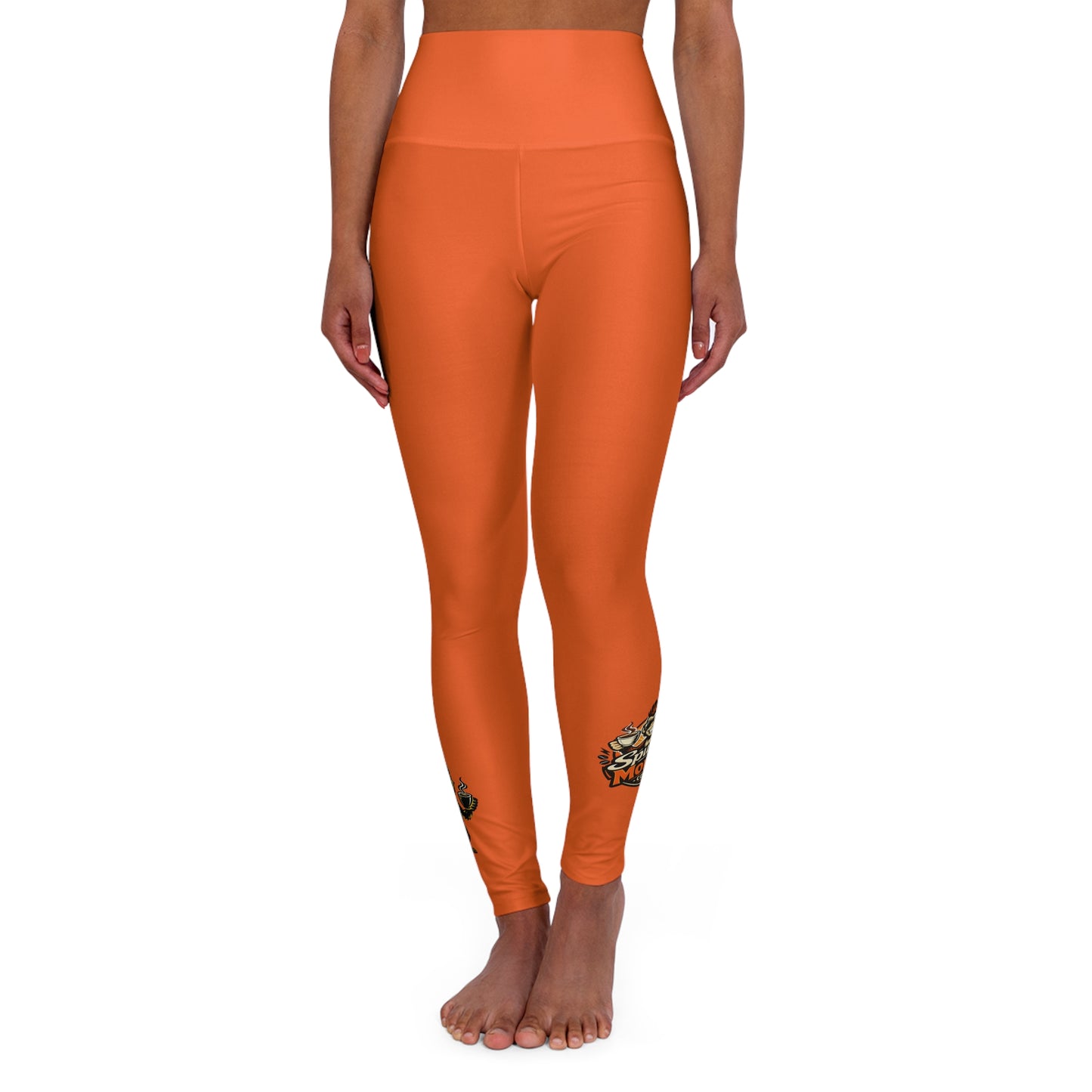 Orange High-Waist Yoga Leggings with Get Spunky Logo