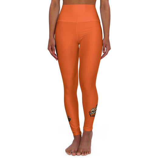 Orange High-Waist Yoga Leggings with Get Spunky Logo