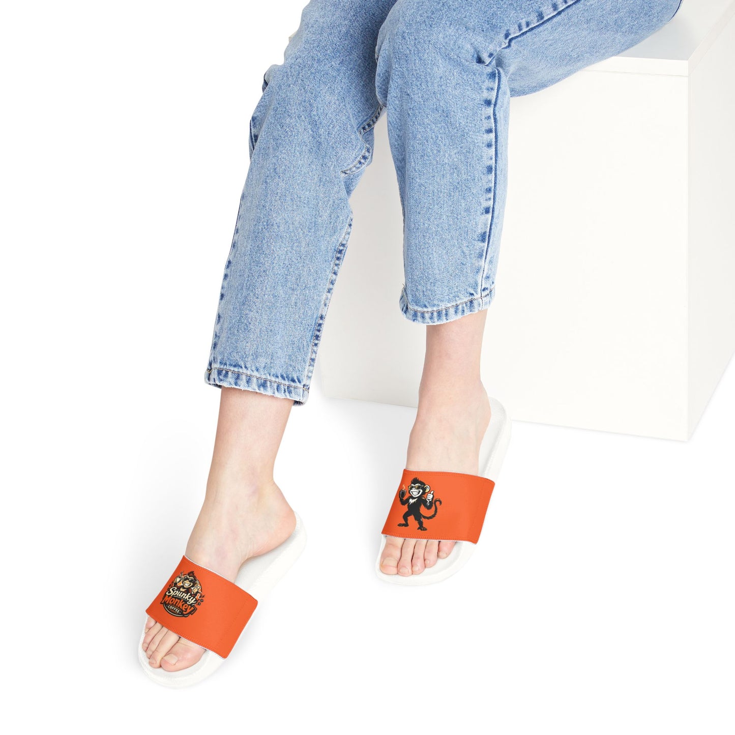 Women's Orange 'Spunky Monkey' Slide Sandals — Removable Strap Casual Pool & Beach Slides
