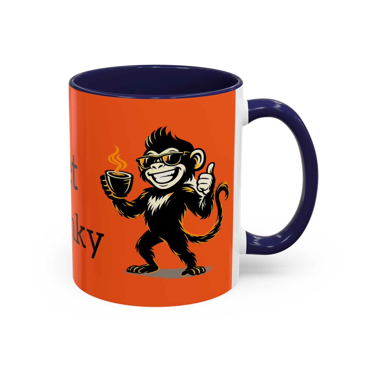 Get Spunky Coffee Mug — Fun Monkey Coffee Cup, Bold Orange Accent (11/15oz)