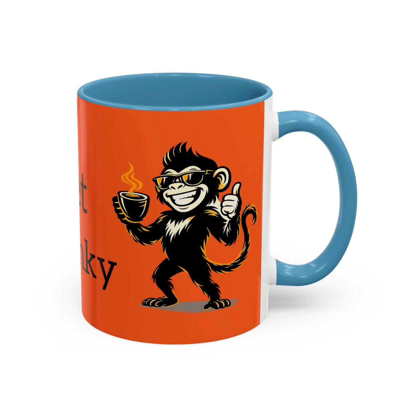 Get Spunky Coffee Mug — Fun Monkey Coffee Cup, Bold Orange Accent (11/15oz)