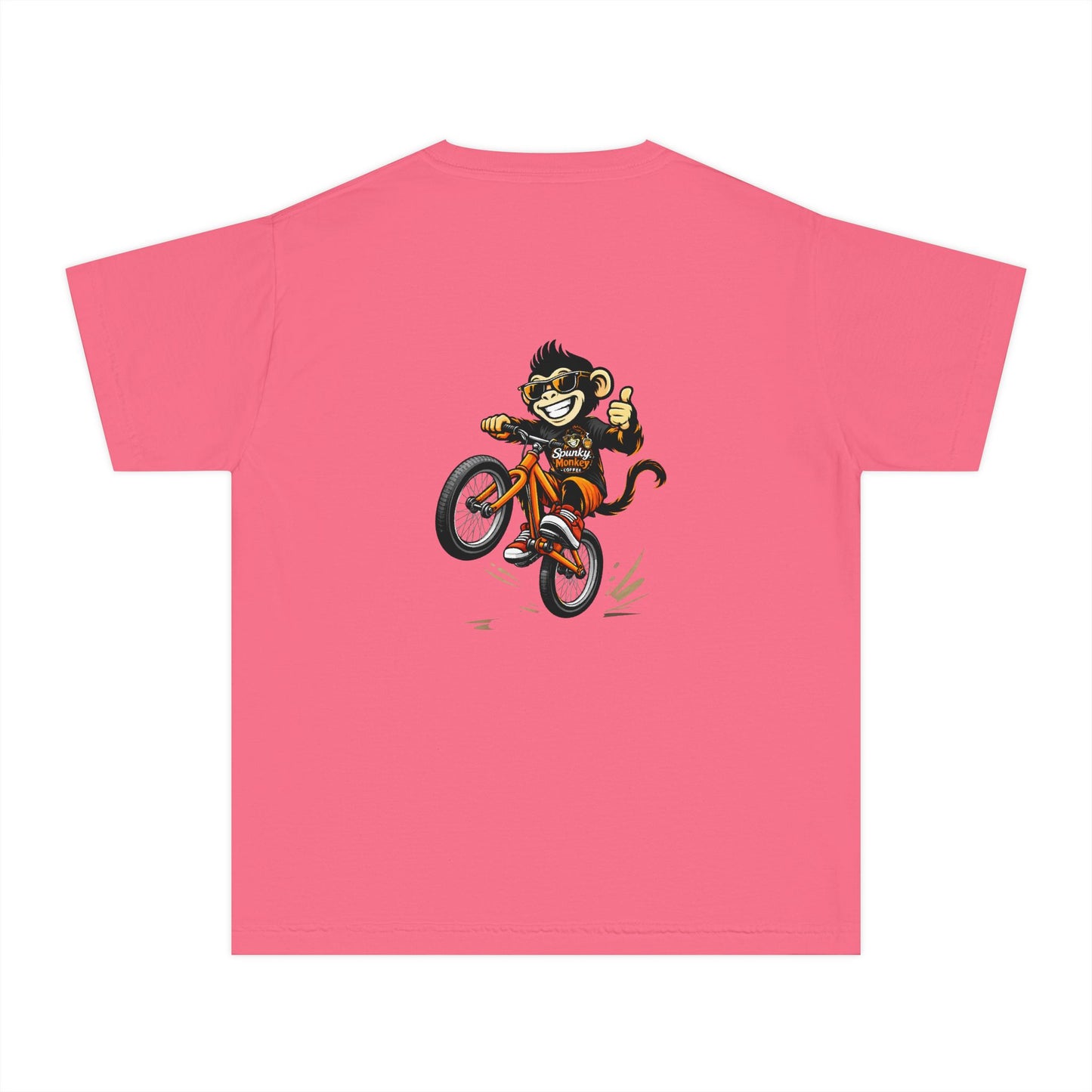 Youth Tee — 'Spunky Monkey Coffee' BMX Monkey Graphic Shirt