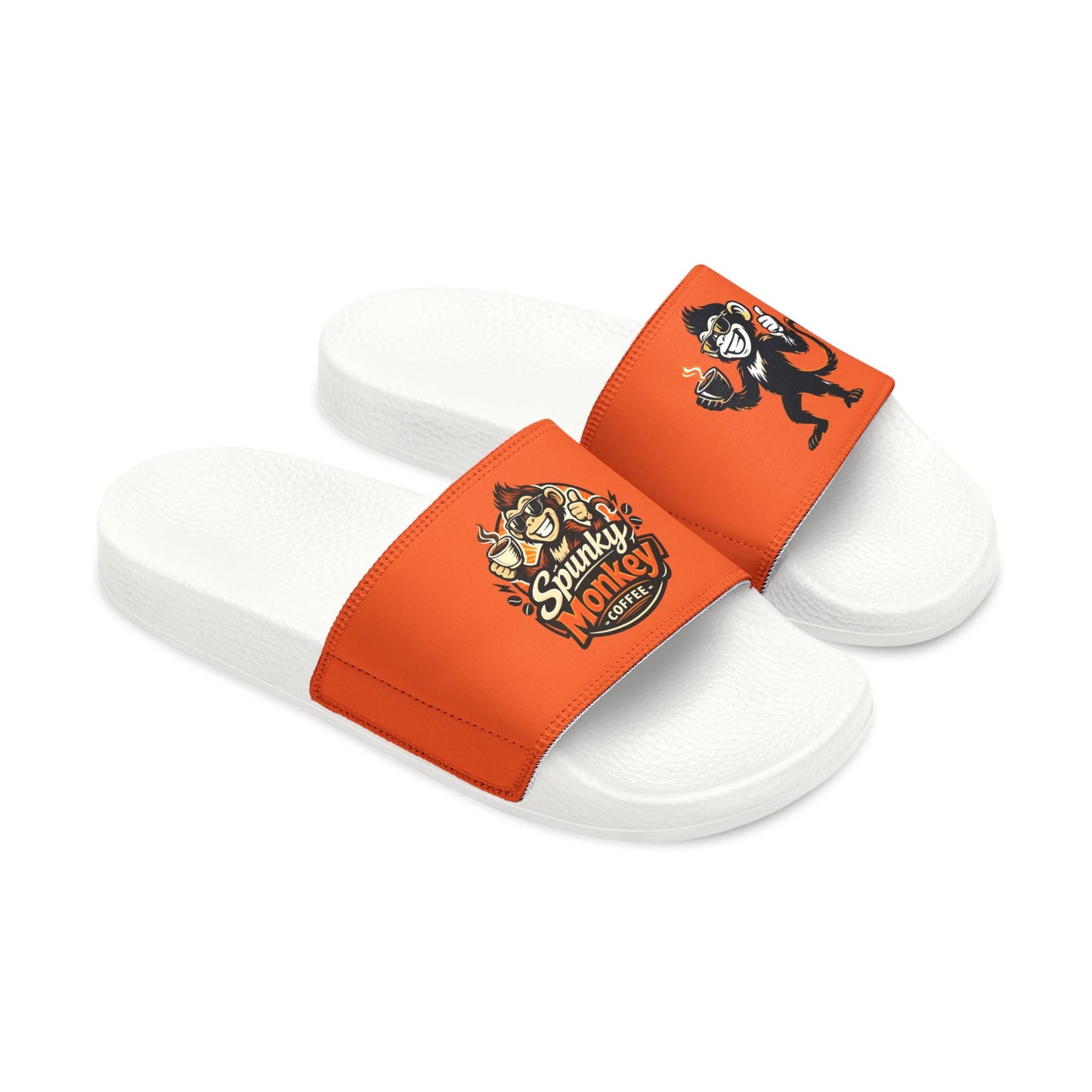 Slide Sandals — Orange “Spunky Monkey” Logo Slides for Men