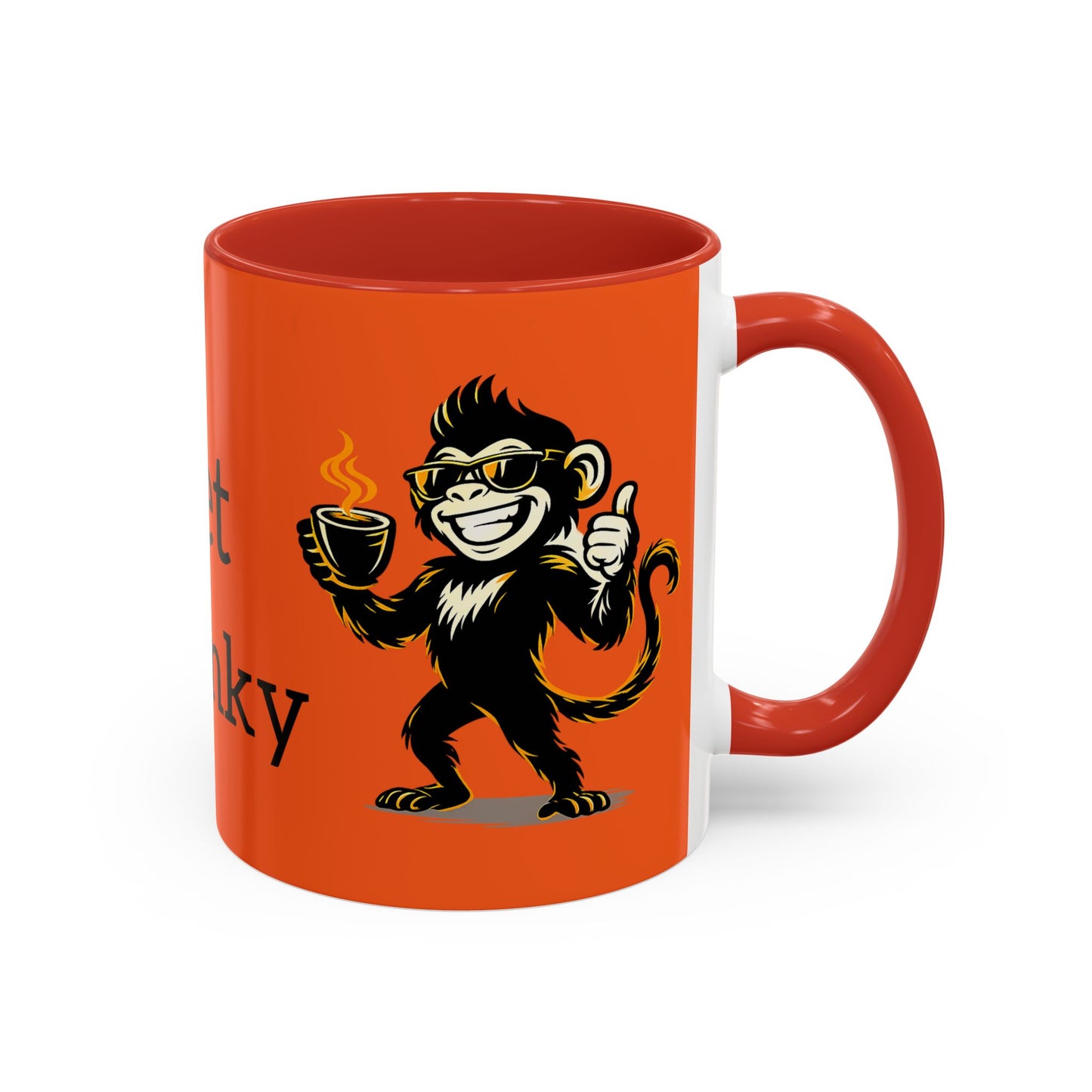 Get Spunky Coffee Mug — Fun Monkey Coffee Cup, Bold Orange Accent (11/15oz)