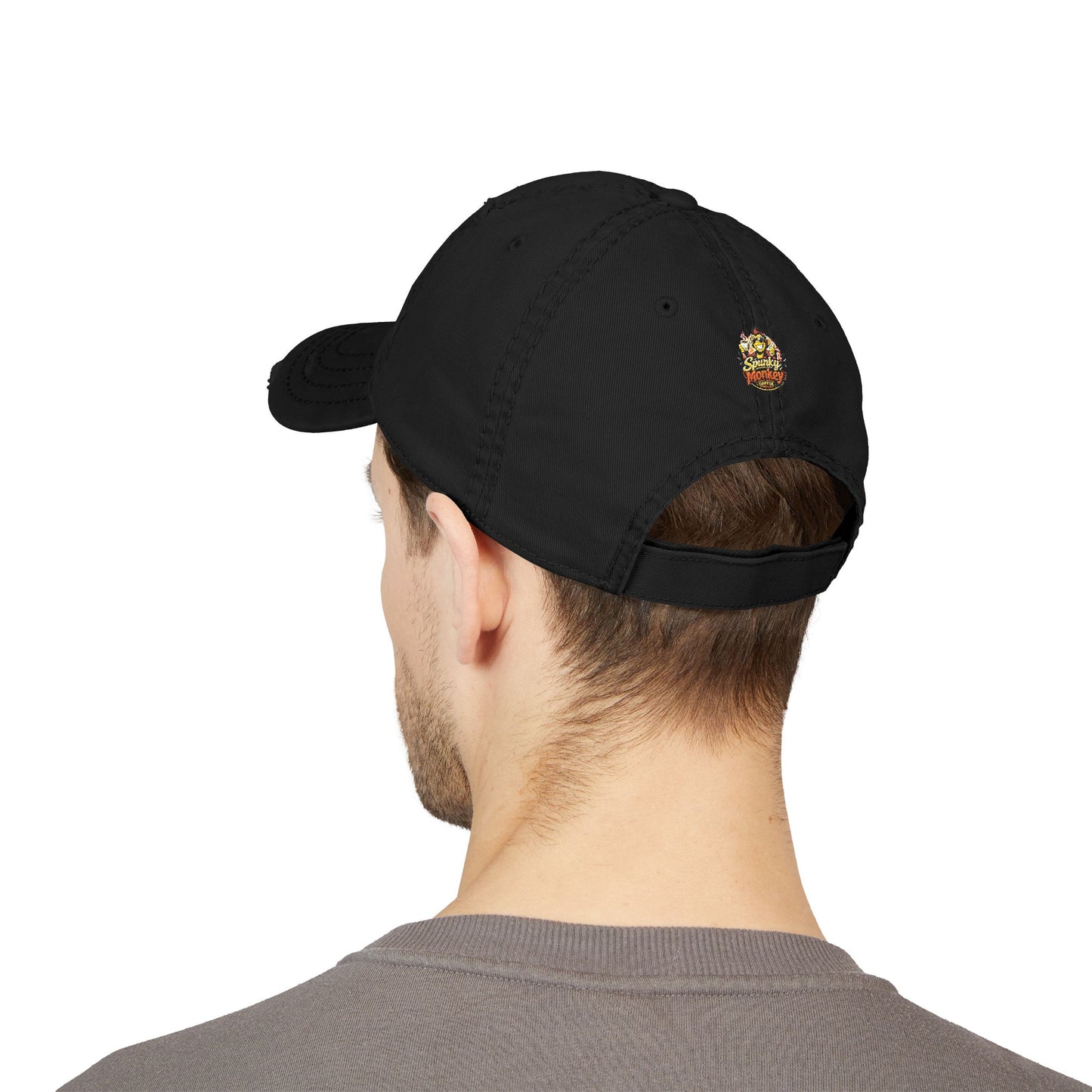 Spunky Monkey Embroidered Distressed Dad Hat
