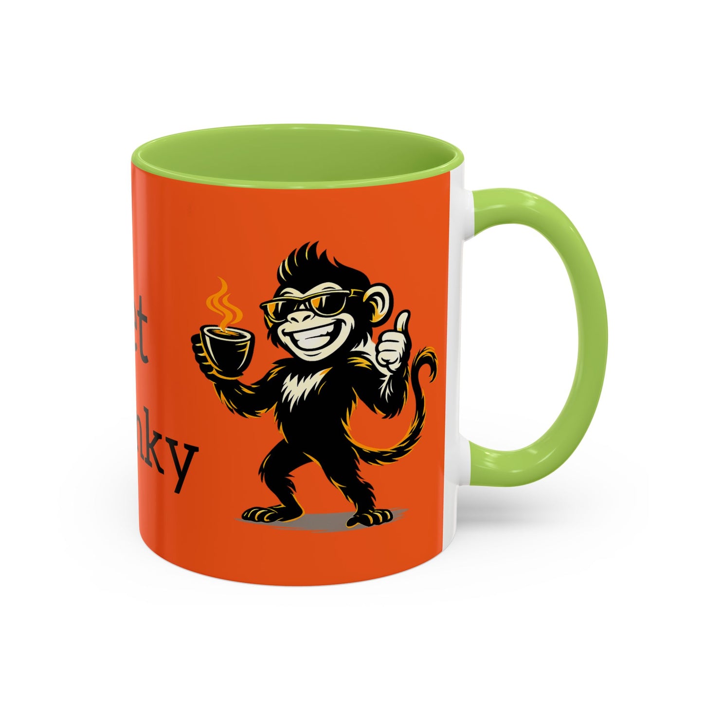 Get Spunky Coffee Mug — Fun Monkey Coffee Cup, Bold Orange Accent (11/15oz)