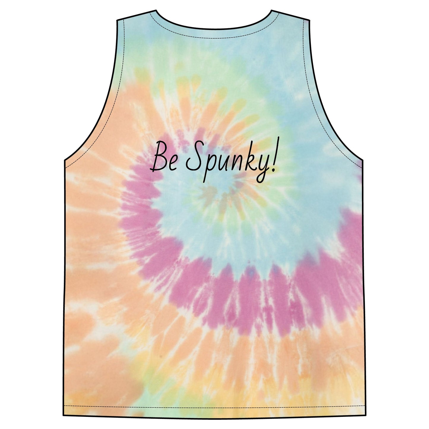 Spunky Monkey Coffee Tie-Dye Tank Top — Spunky Monkey Coffee "Be Spunky!" Spiral Logo Tee