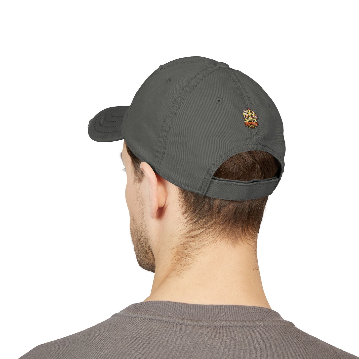 Spunky Monkey Embroidered Distressed Dad Hat