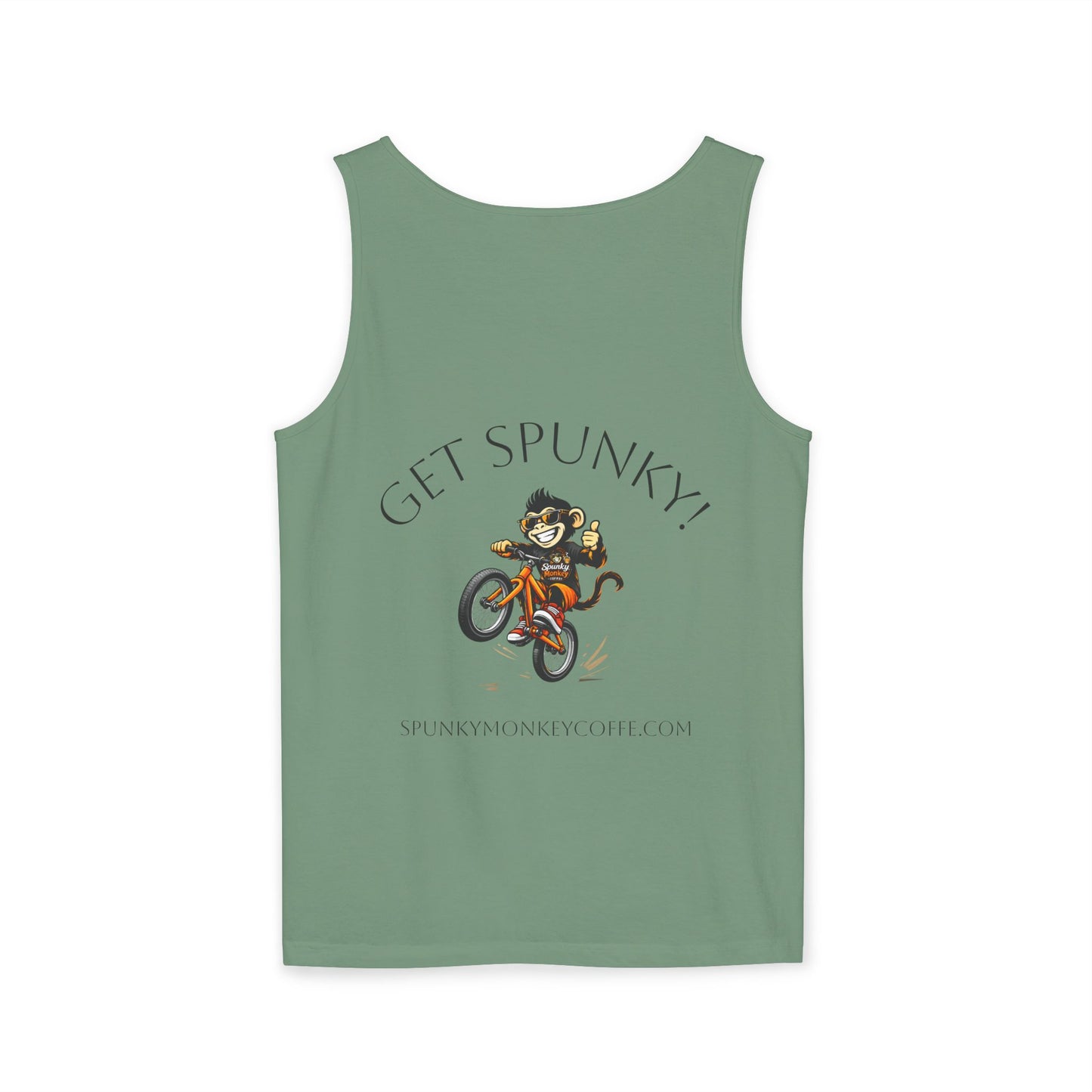 Spunky Monkey Coffee Logo Tank Top — "Get Spunky!" Retro Coffee Shop Graphic