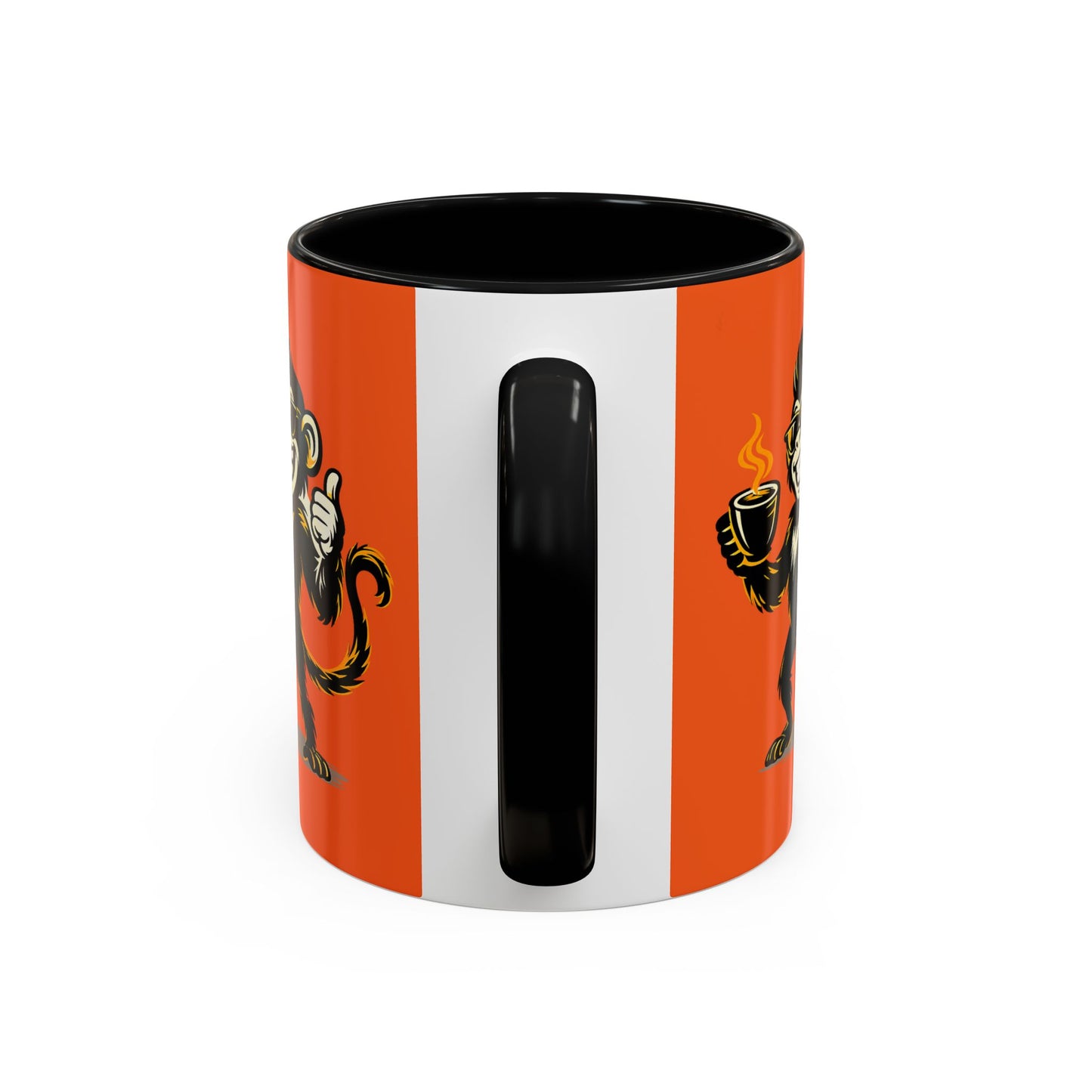 Get Spunky Coffee Mug — Fun Monkey Coffee Cup, Bold Orange Accent (11/15oz)