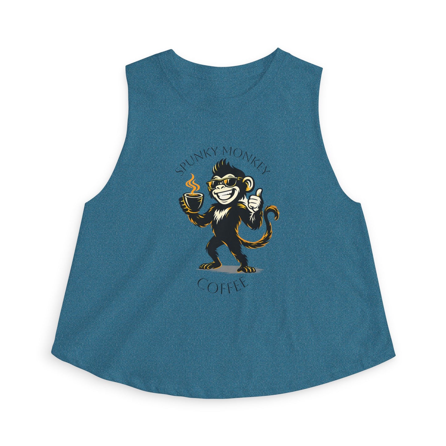Spunky Monkey Coffee Crop Top — 'Spunky Monkey Coffee' Vintage Cafe Graphic