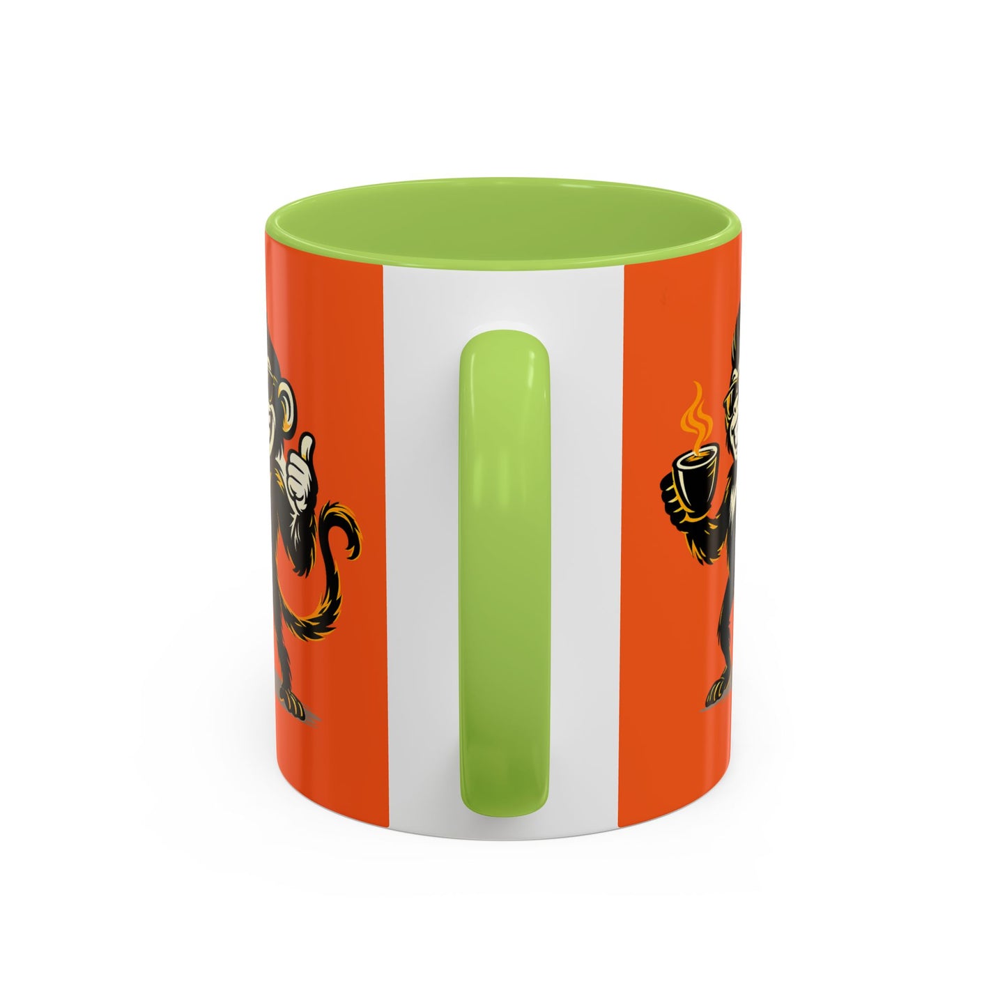 Get Spunky Coffee Mug — Fun Monkey Coffee Cup, Bold Orange Accent (11/15oz)