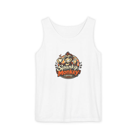 Spunky Monkey Coffee Logo Tank Top — "Get Spunky!" Retro Coffee Shop Graphic