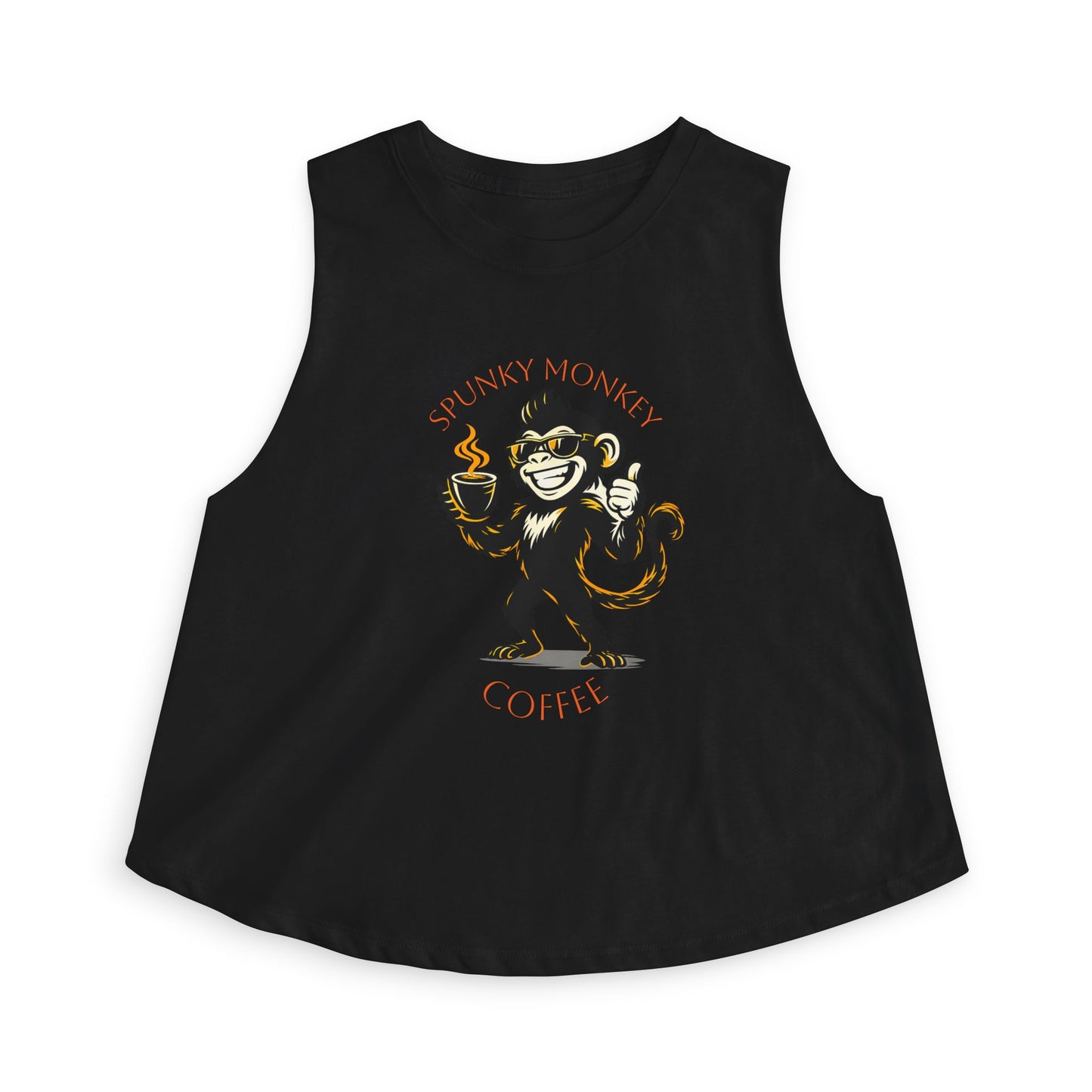 Spunky Monkey Coffee Crop Top — 'Spunky Monkey Coffee' Vintage Cafe Graphic