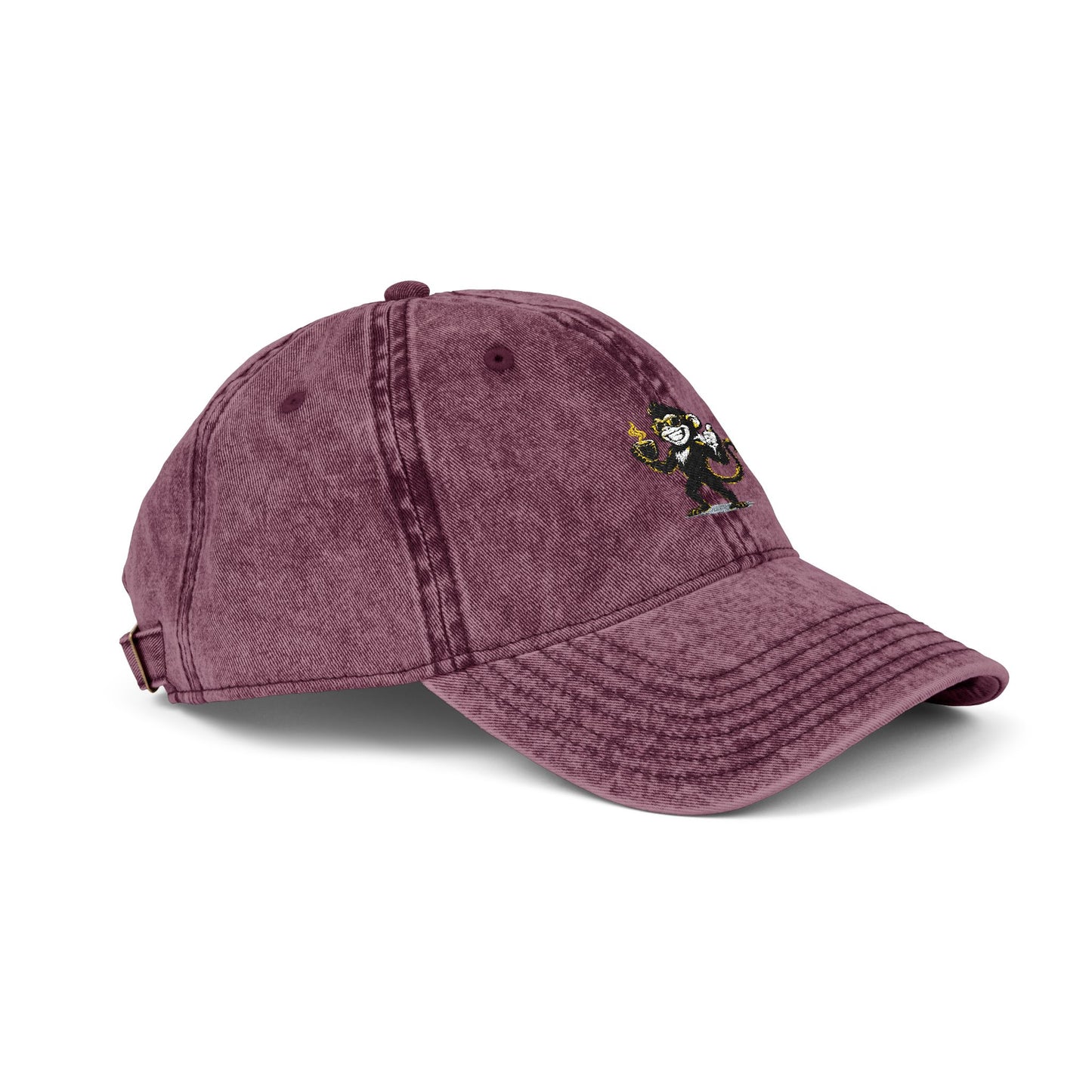 Spunky Monkey Vintage Cap — Retro Floral Character Patch