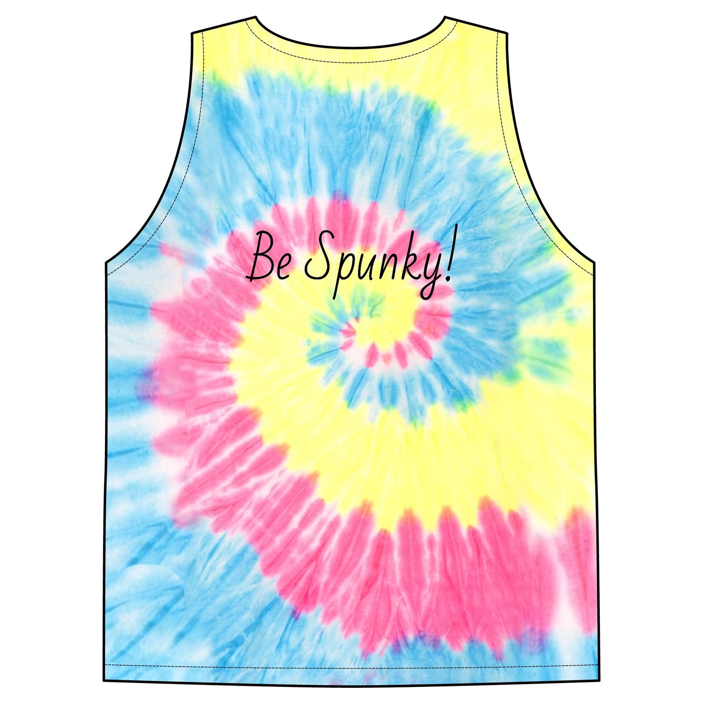 Spunky Monkey Coffee Tie-Dye Tank Top — Spunky Monkey Coffee "Be Spunky!" Spiral Logo Tee