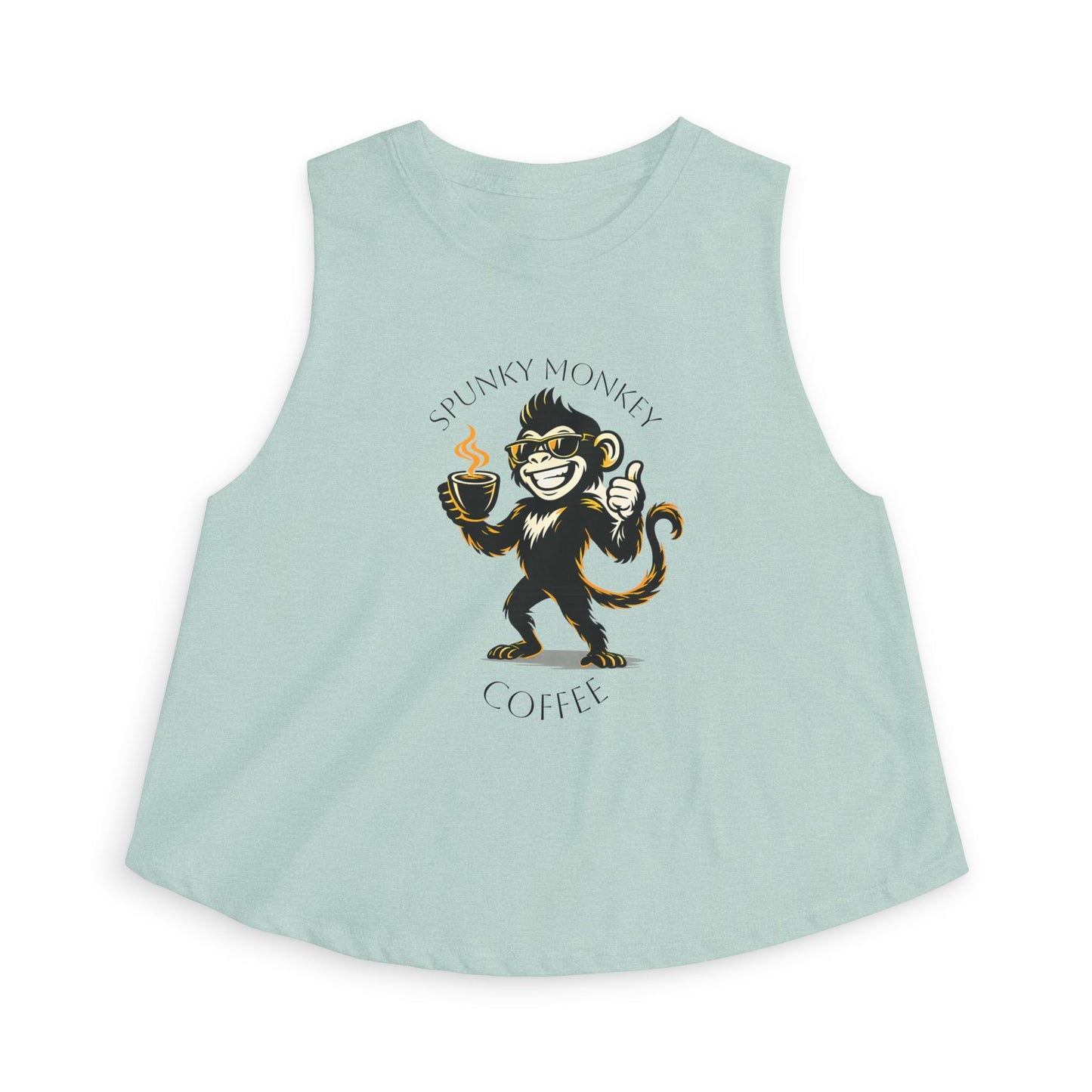 Spunky Monkey Coffee Crop Top — 'Spunky Monkey Coffee' Vintage Cafe Graphic