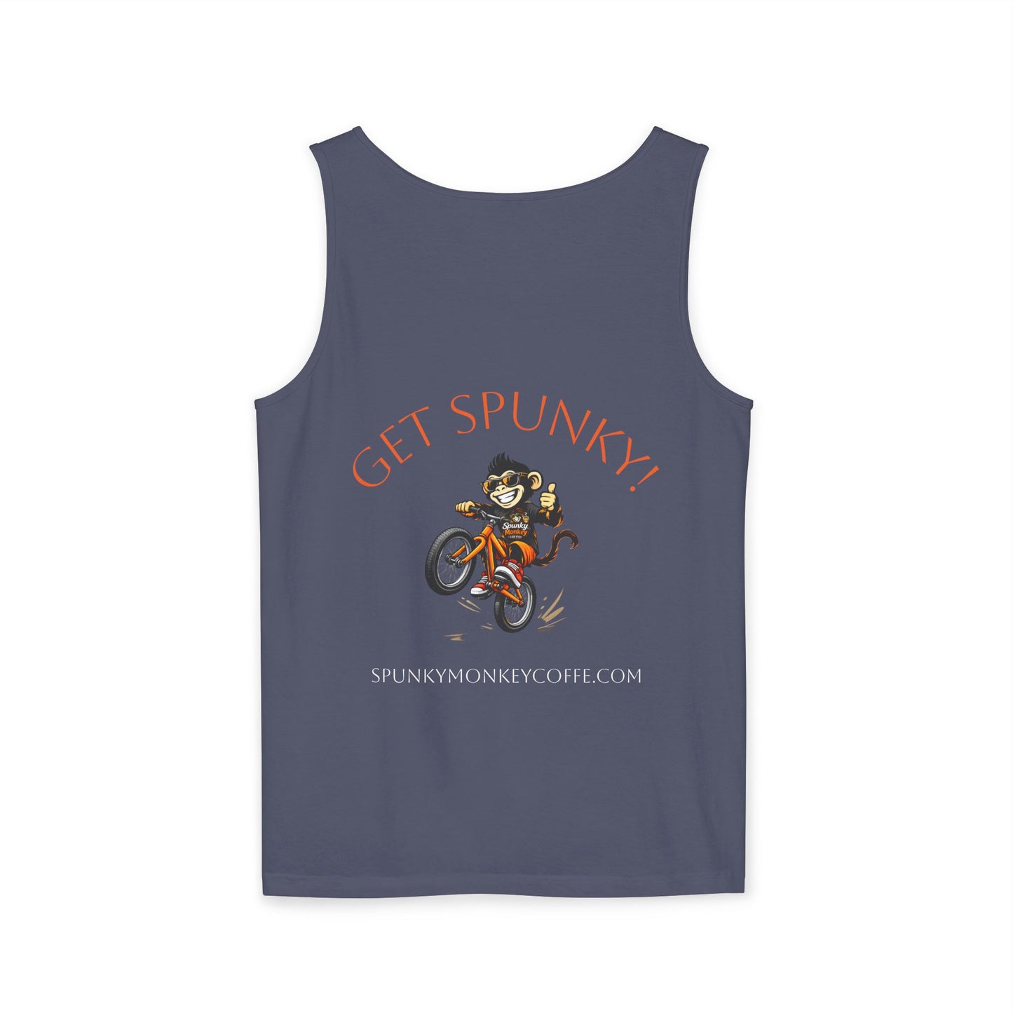 Spunky Monkey Coffee Logo Tank Top — "Get Spunky!" Retro Coffee Shop Graphic