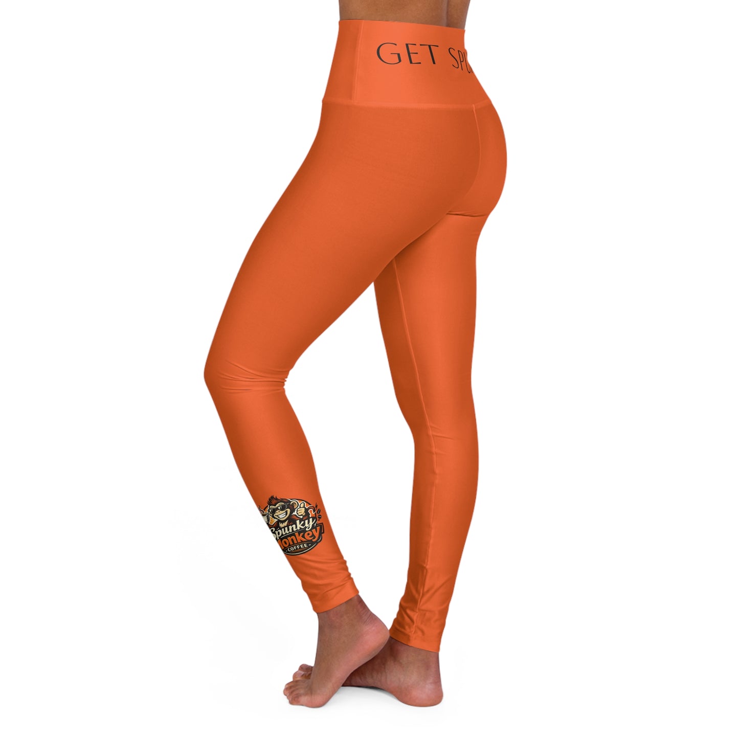 Orange High-Waist Yoga Leggings with Get Spunky Logo