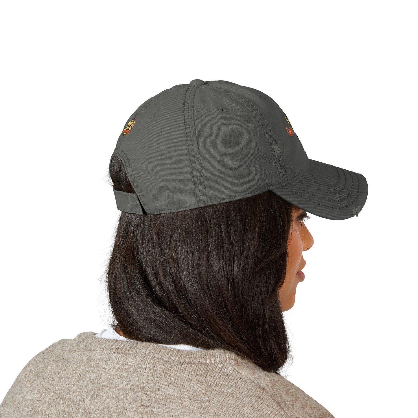 Spunky Monkey Embroidered Distressed Dad Hat