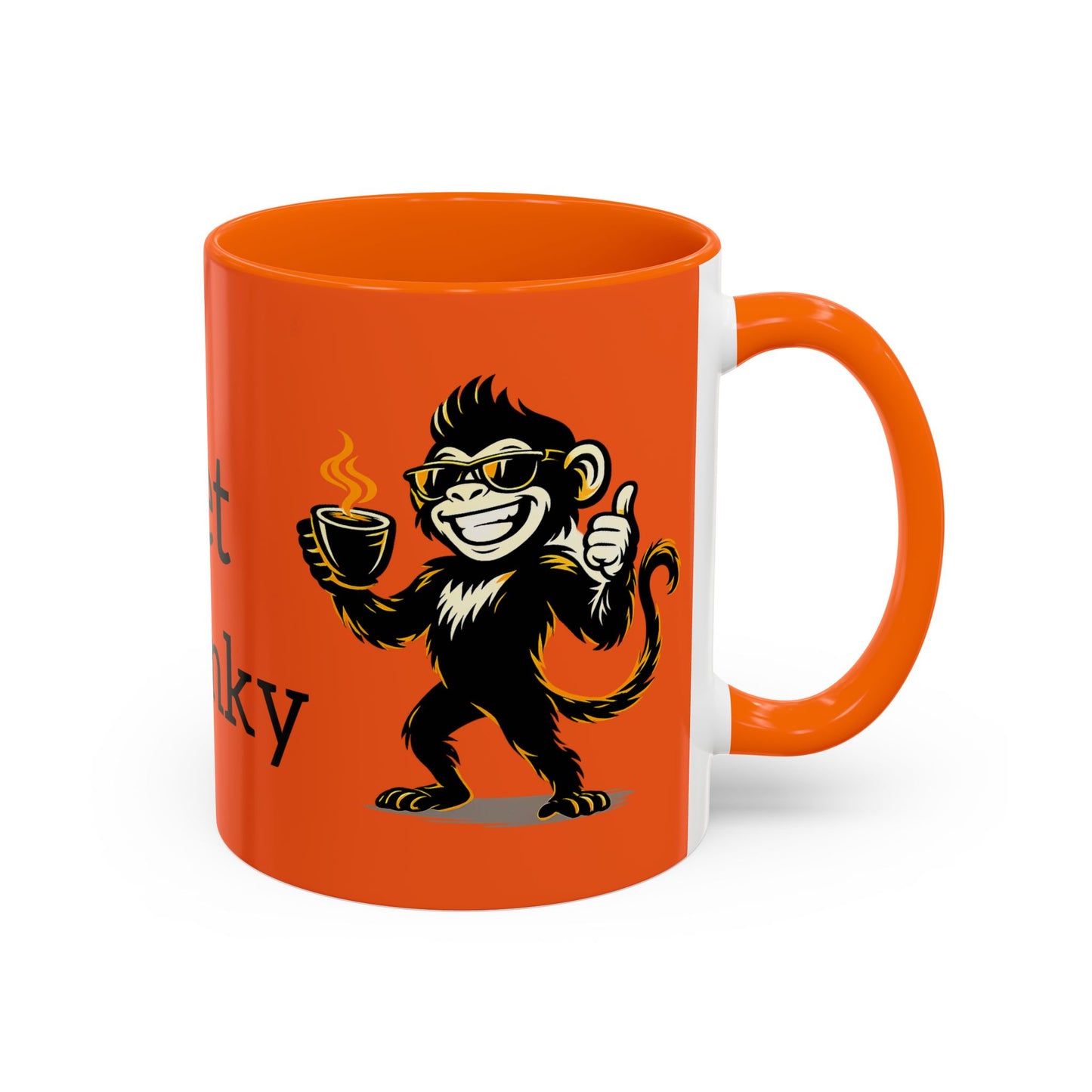 Get Spunky Coffee Mug — Fun Monkey Coffee Cup, Bold Orange Accent (11/15oz)