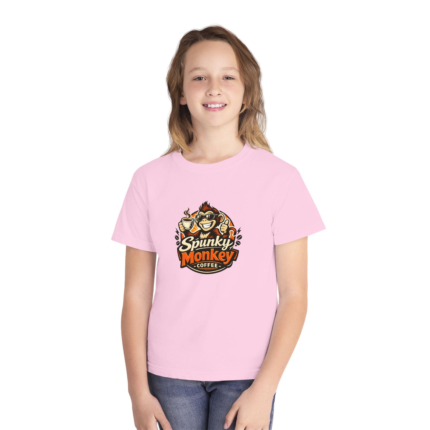 Youth Tee — 'Spunky Monkey Coffee' BMX Monkey Graphic Shirt